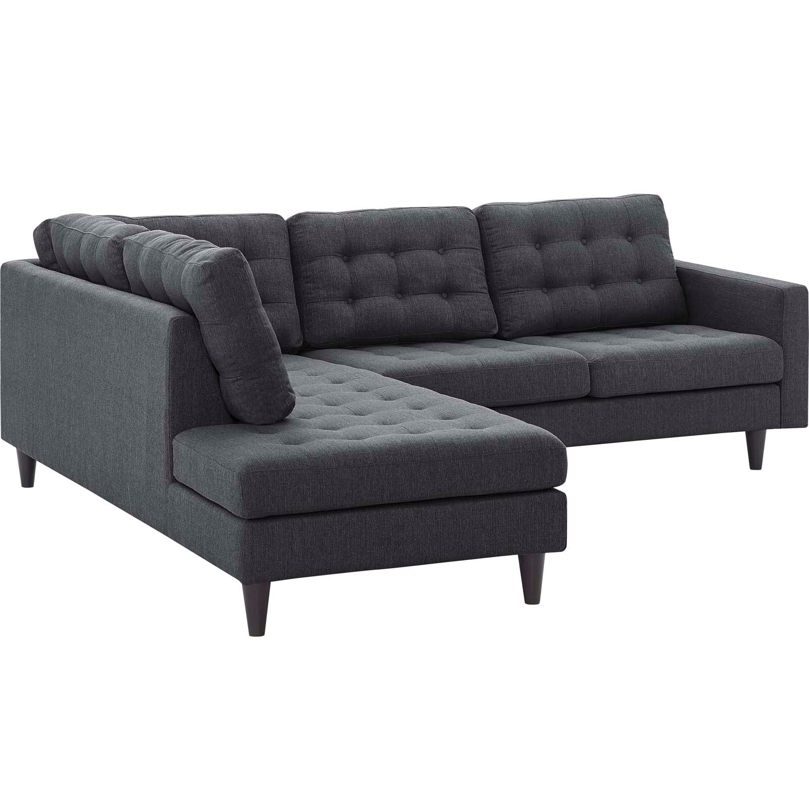 Modway Sectional Sofas - Empress 2 Piece Upholstered Fabric Left Facing Bumper Sectional Gray