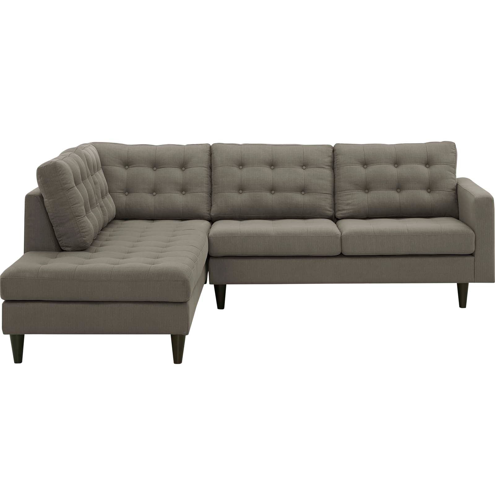 Modway Sectional Sofas - Empress 2 Piece Upholstered Fabric Left Facing Bumper Sectional Granite