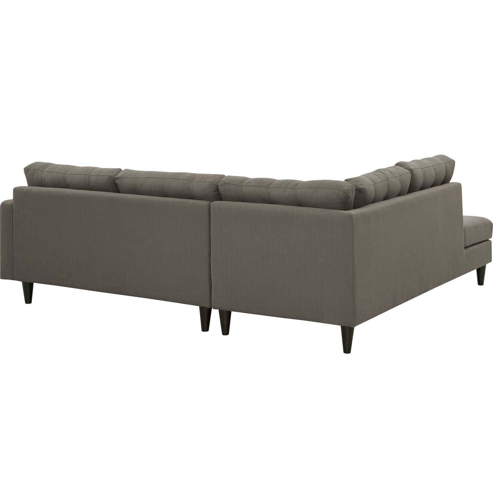 Modway Sectional Sofas - Empress 2 Piece Upholstered Fabric Left Facing Bumper Sectional Granite
