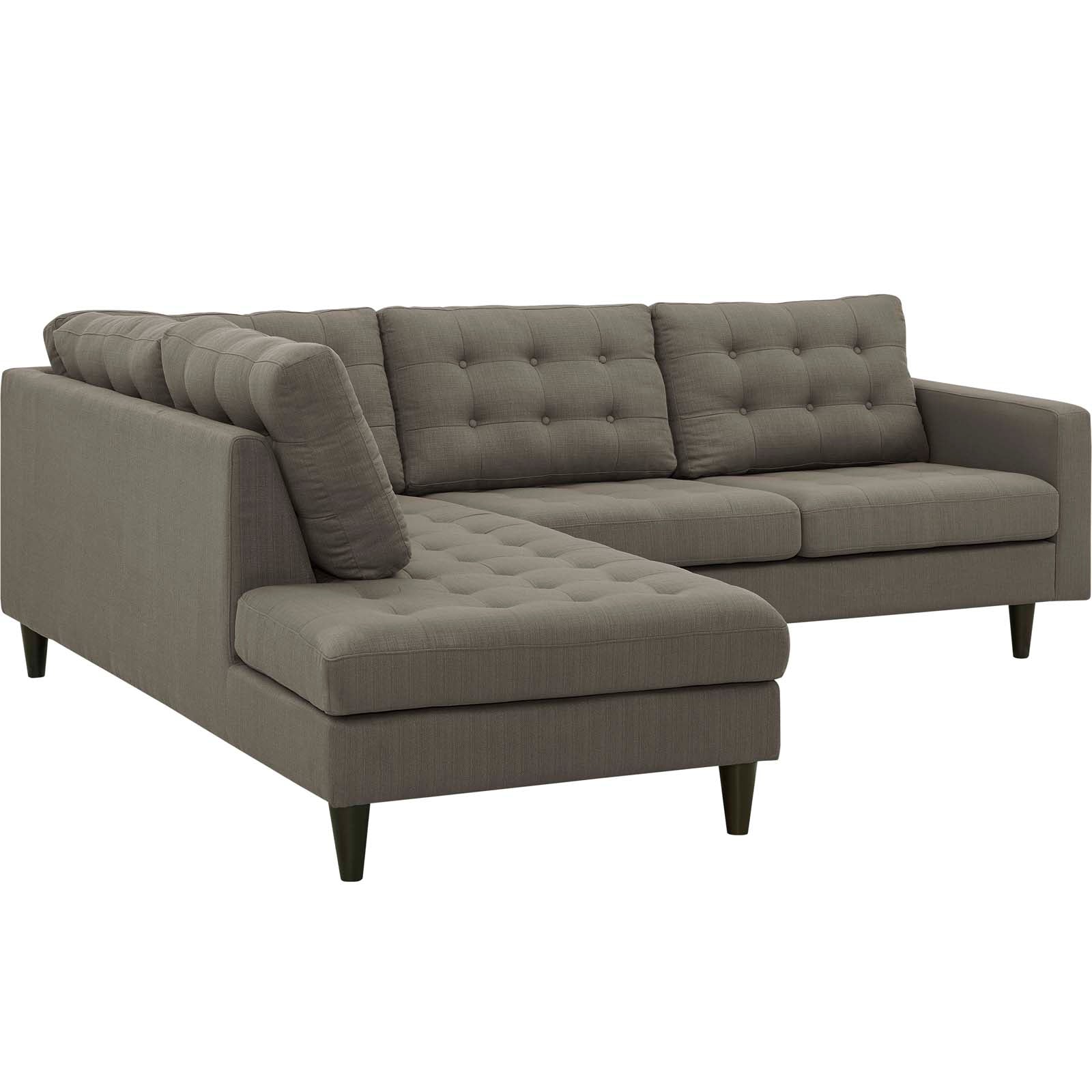 Modway Sectional Sofas - Empress 2 Piece Upholstered Fabric Left Facing Bumper Sectional Granite