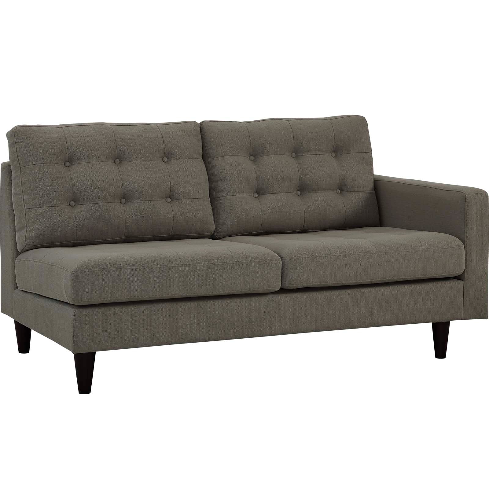 Modway Sectional Sofas - Empress 2 Piece Upholstered Fabric Left Facing Bumper Sectional Granite