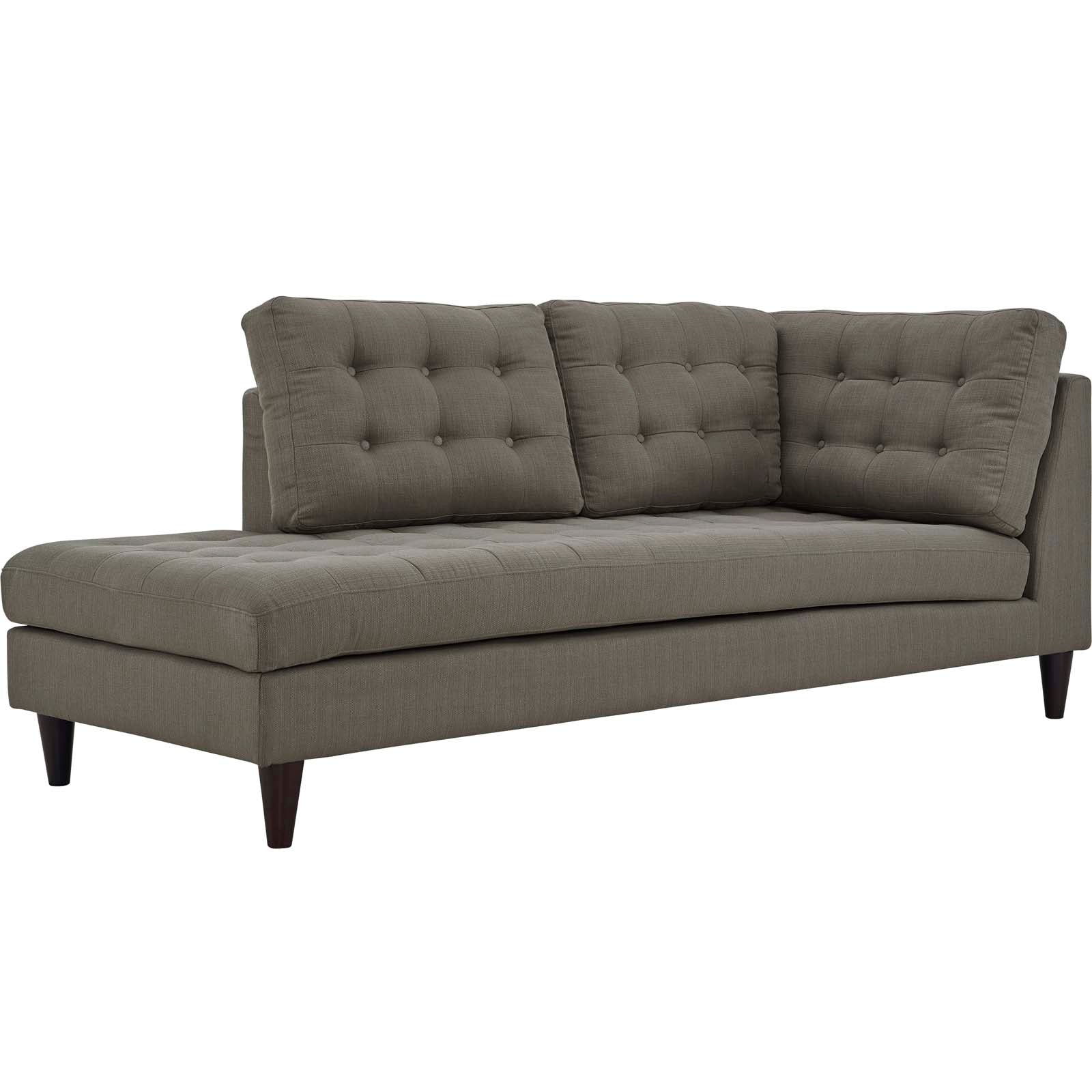Modway Sectional Sofas - Empress 2 Piece Upholstered Fabric Left Facing Bumper Sectional Granite