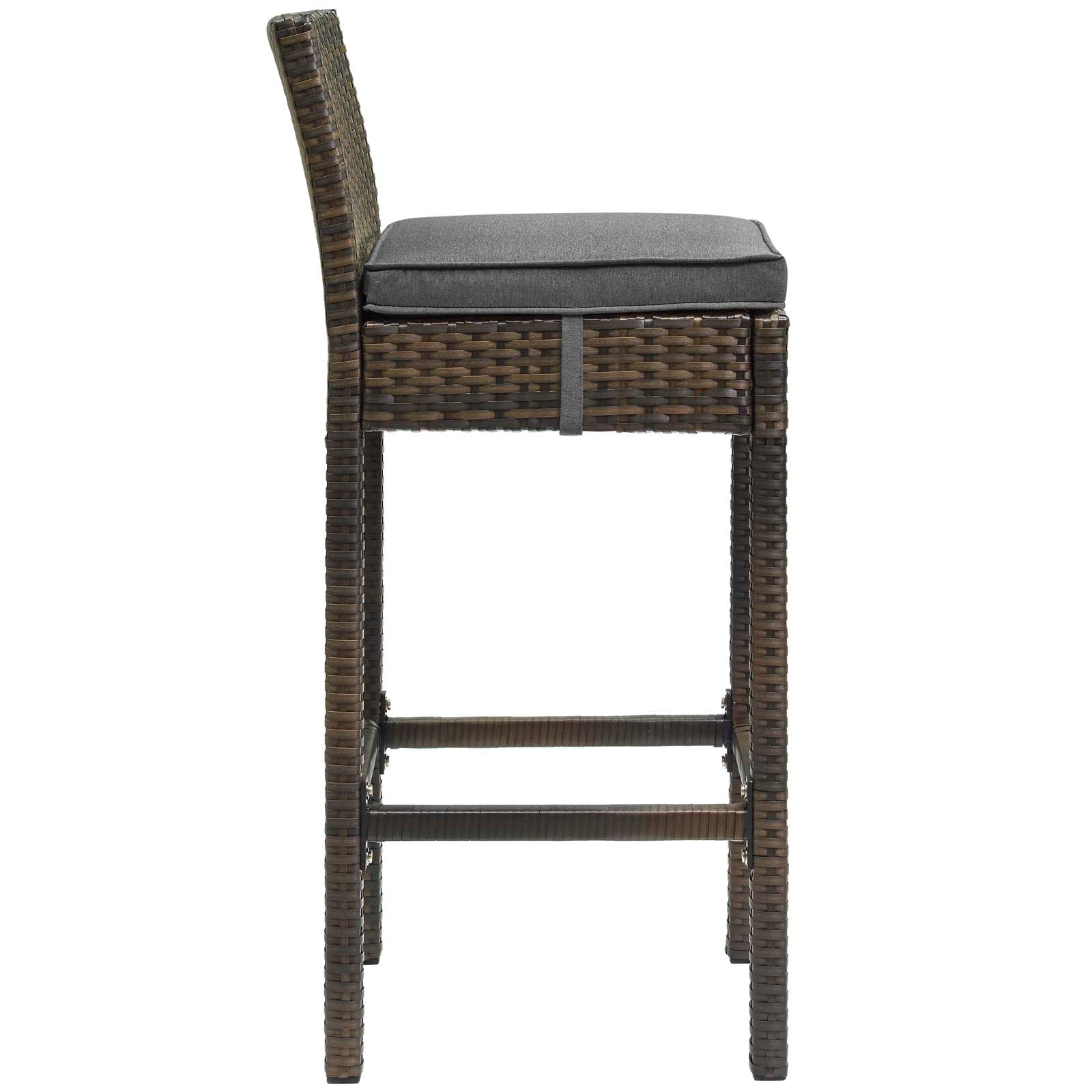 Modway Outdoor Barstools - Conduit Outdoor Patio Wicker Rattan Bar Stool Brown Charcoal