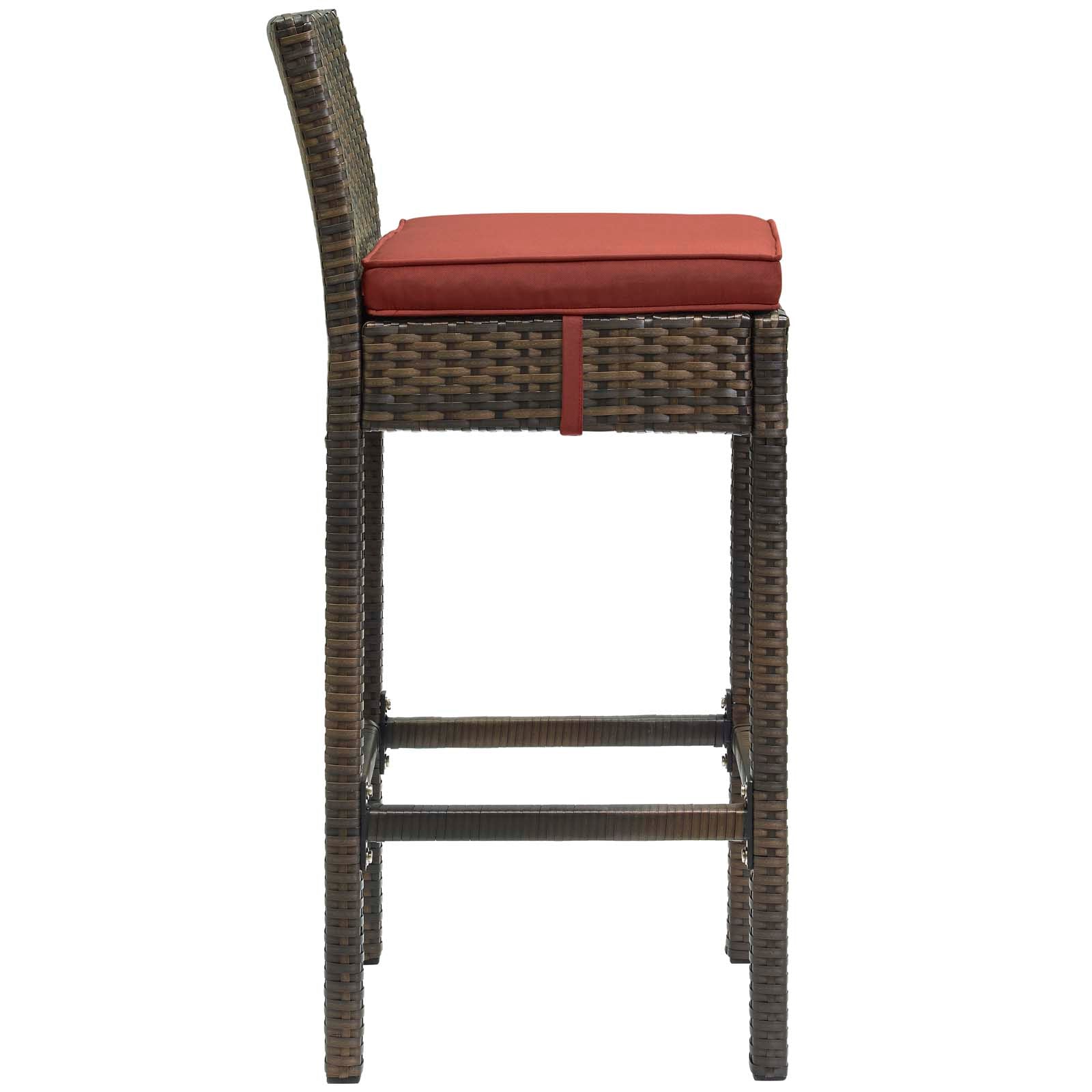 Modway Outdoor Barstools - Conduit Outdoor Patio Wicker Rattan Bar Stool Brown Currant