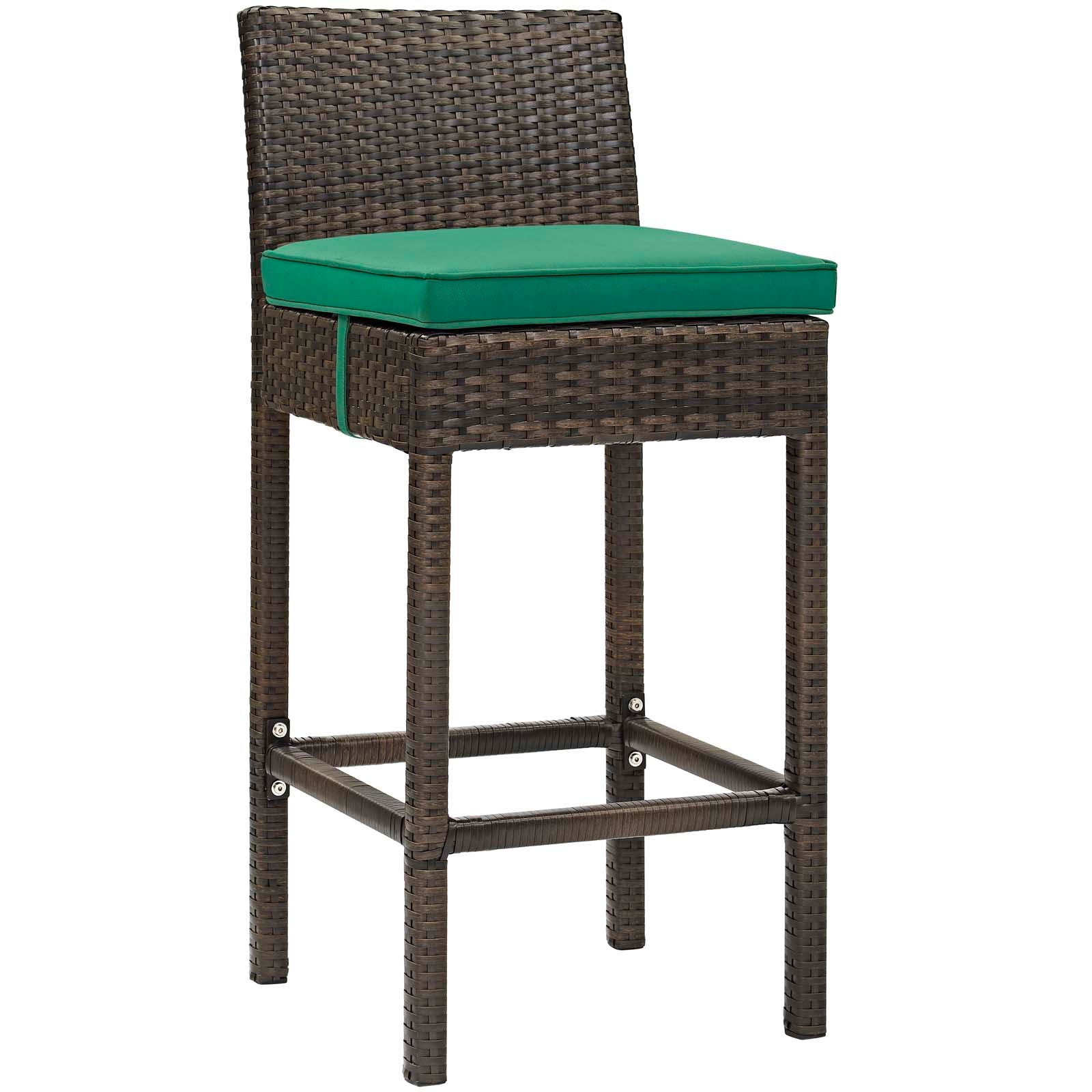 Modway Outdoor Barstools - Conduit Outdoor Patio Wicker Rattan Bar Stool Brown Green