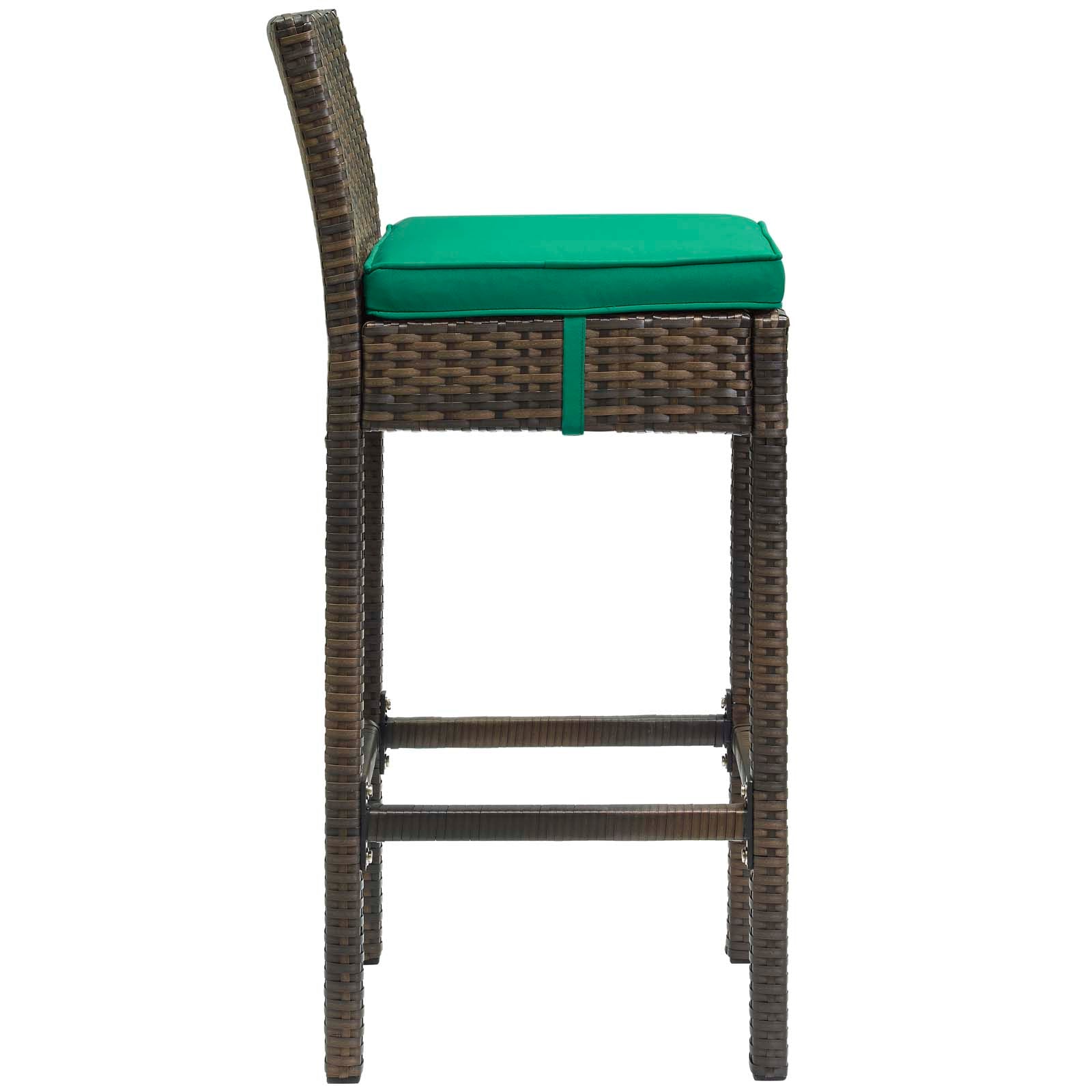 Modway Outdoor Barstools - Conduit Outdoor Patio Wicker Rattan Bar Stool Brown Green