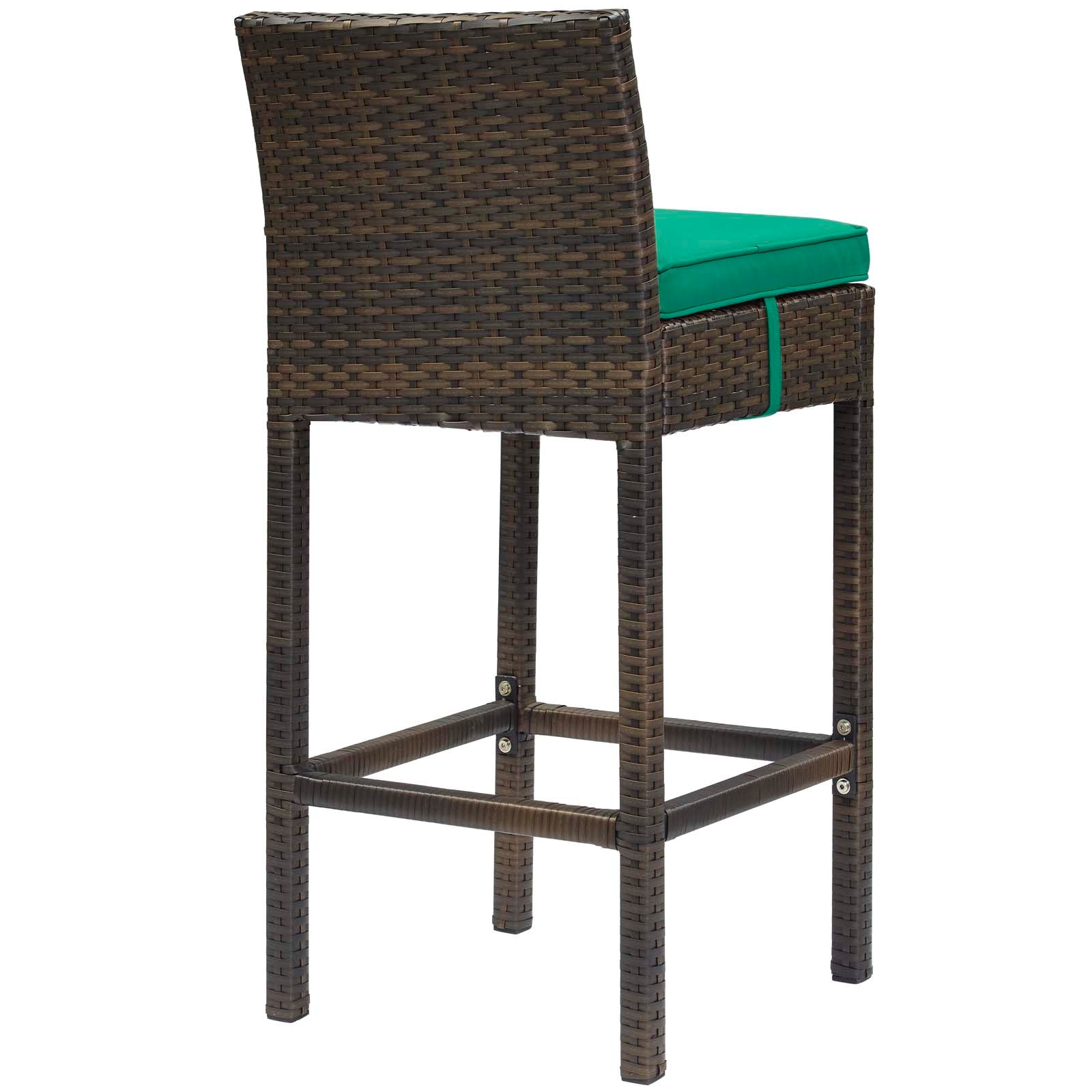 Modway Outdoor Barstools - Conduit Outdoor Patio Wicker Rattan Bar Stool Brown Green