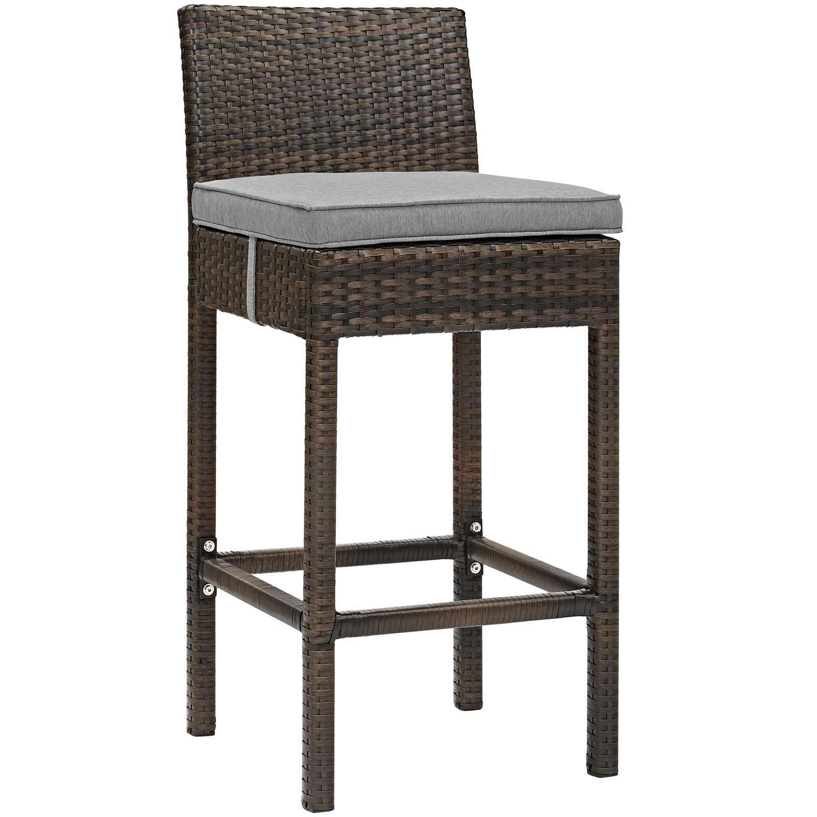 Modway Outdoor Barstools - Conduit Outdoor Patio Wicker Rattan Bar Stool Brown Gray