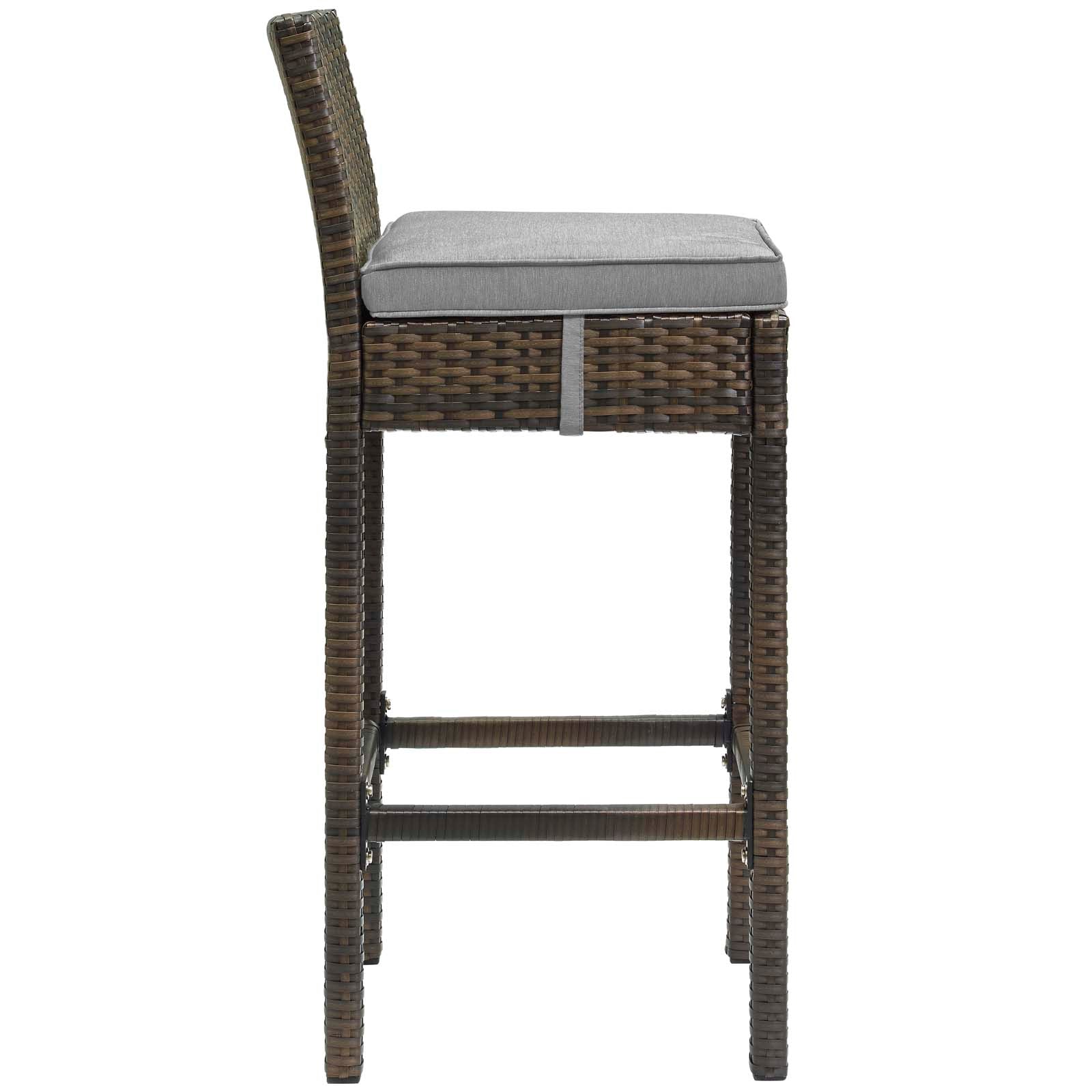 Modway Outdoor Barstools - Conduit Outdoor Patio Wicker Rattan Bar Stool Brown Gray