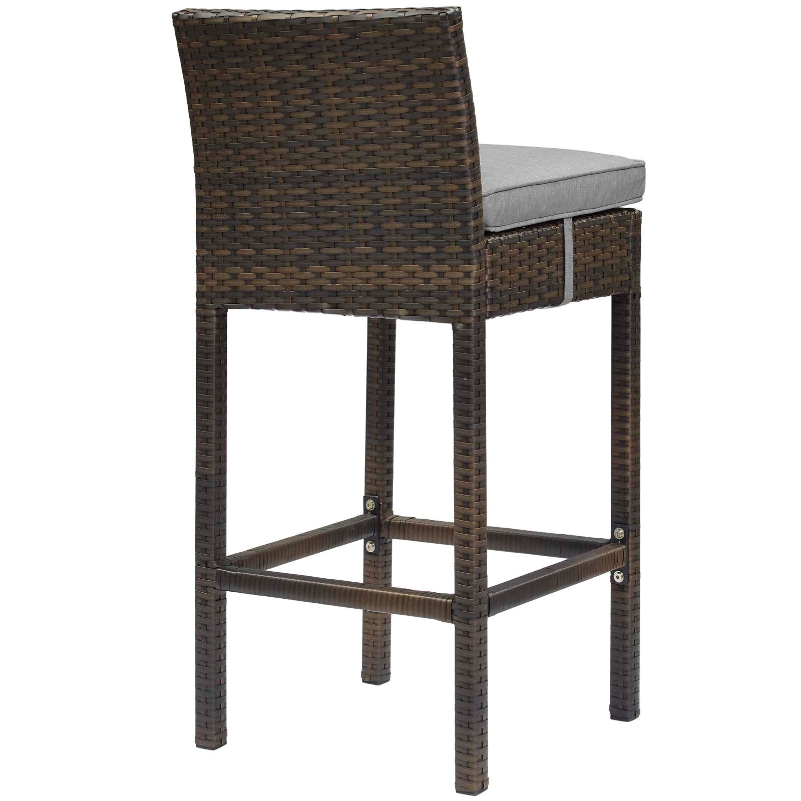 Modway Outdoor Barstools - Conduit Outdoor Patio Wicker Rattan Bar Stool Brown Gray