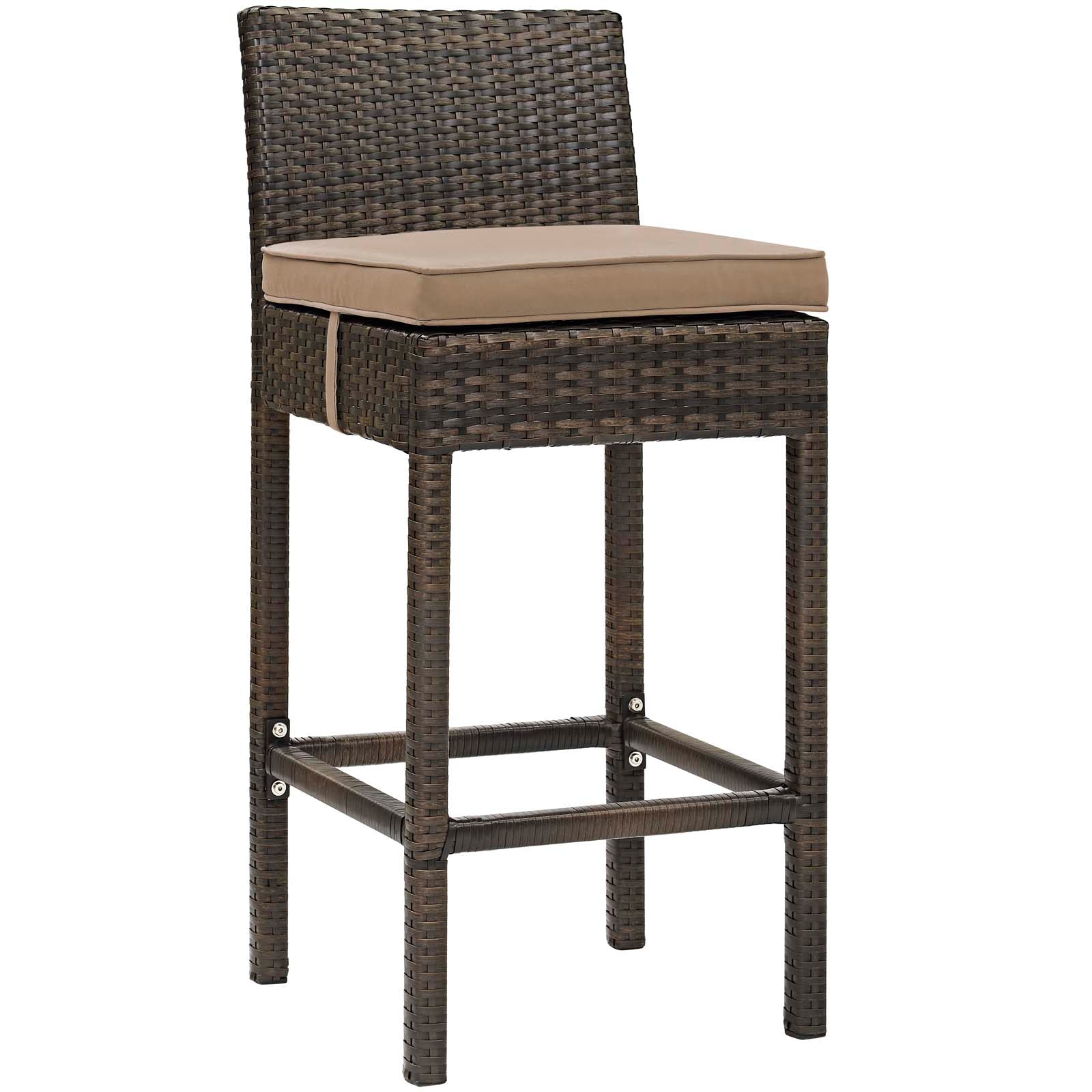 Modway Outdoor Barstools - Conduit Outdoor Patio Wicker Rattan Bar Stool Brown Mocha