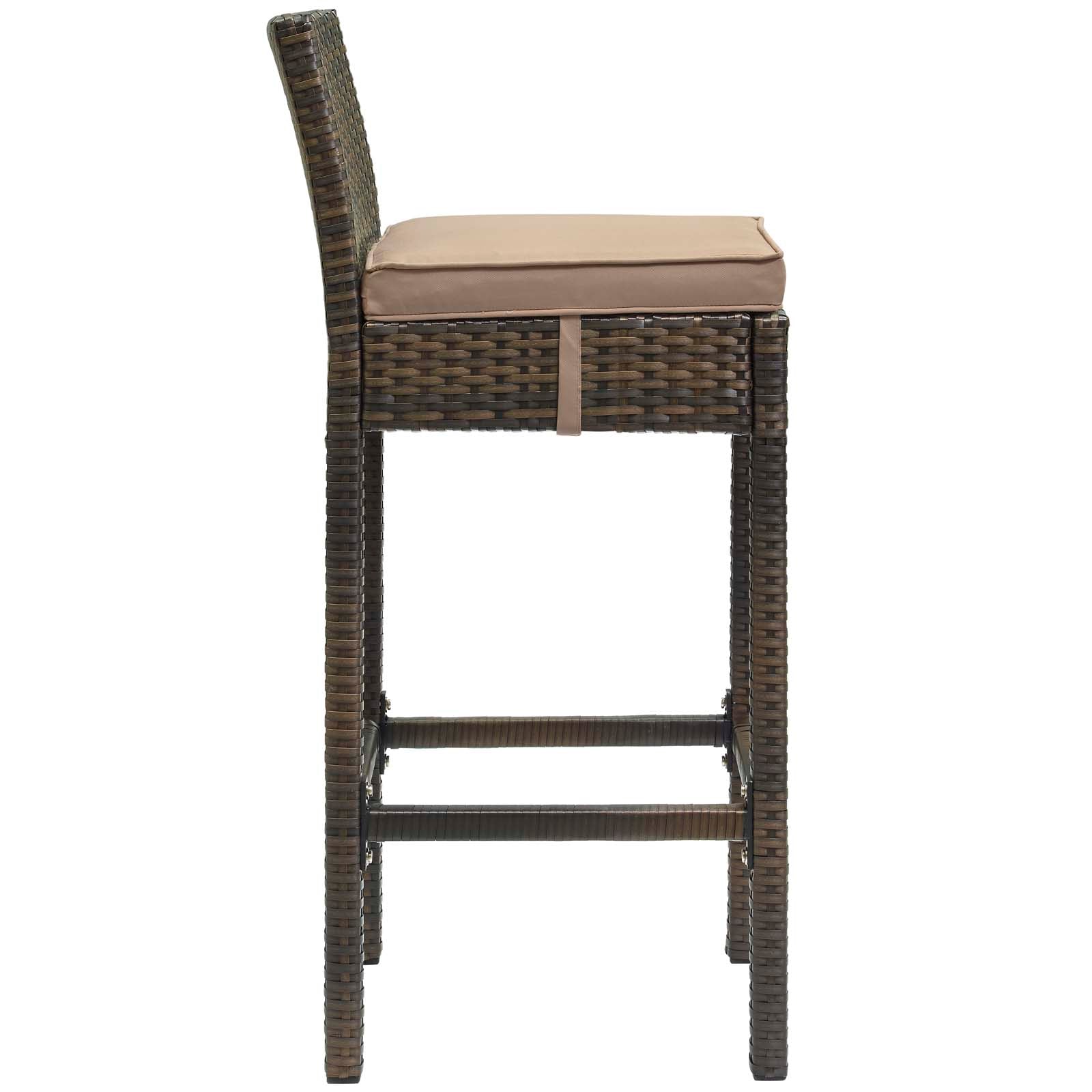 Modway Outdoor Barstools - Conduit Outdoor Patio Wicker Rattan Bar Stool Brown Mocha