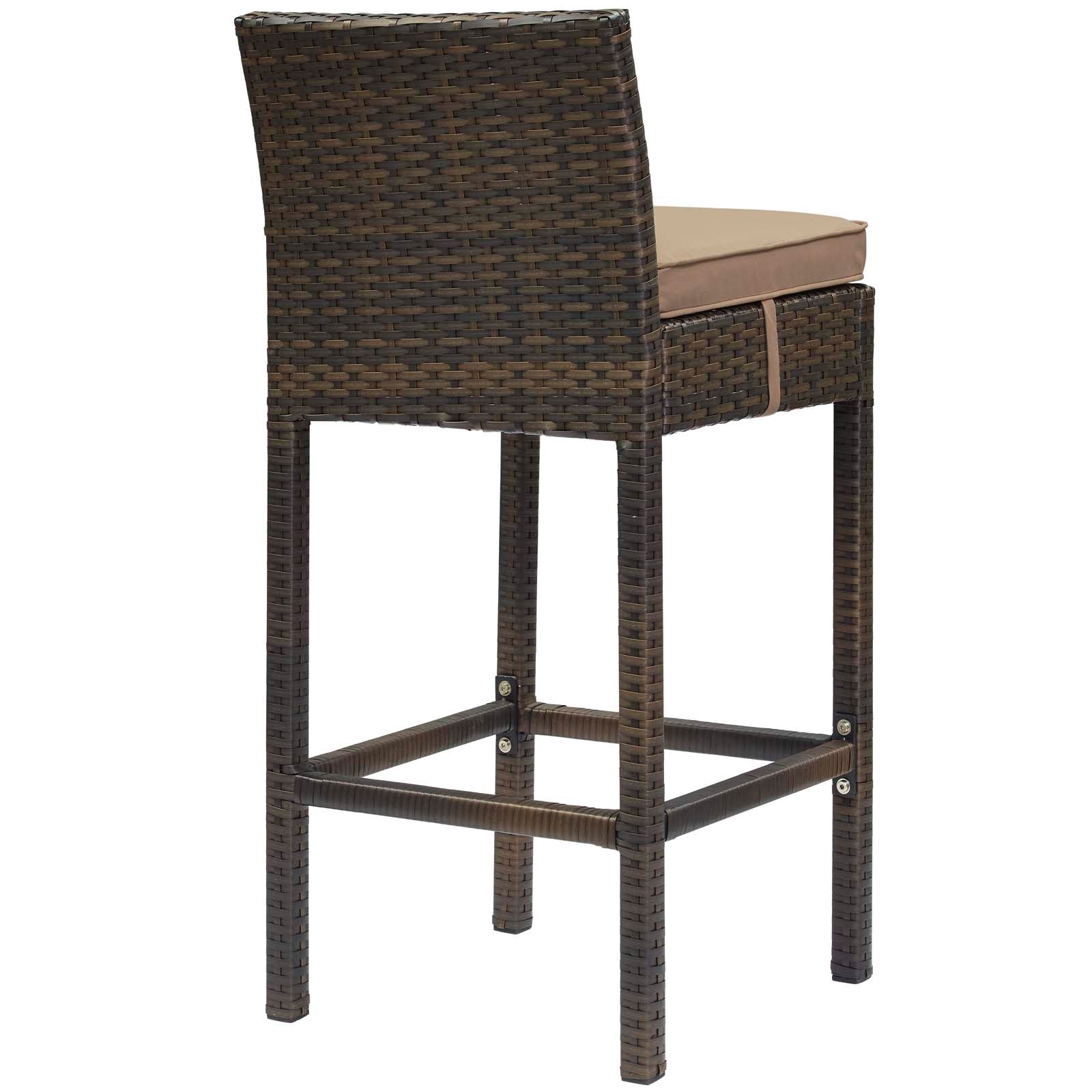 Modway Outdoor Barstools - Conduit Outdoor Patio Wicker Rattan Bar Stool Brown Mocha