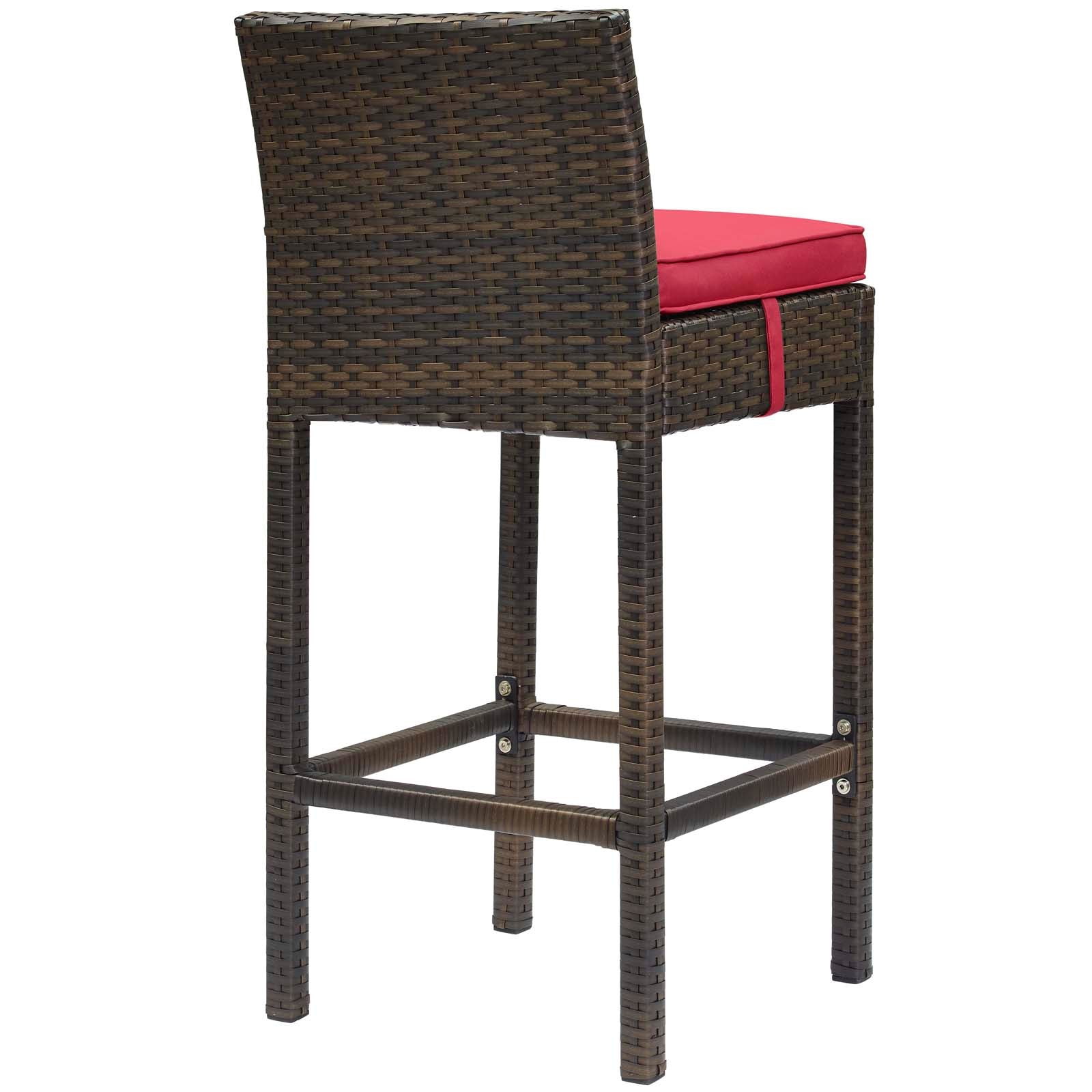 Modway Outdoor Barstools - Conduit Outdoor Patio Wicker Rattan Bar Stool Brown Red