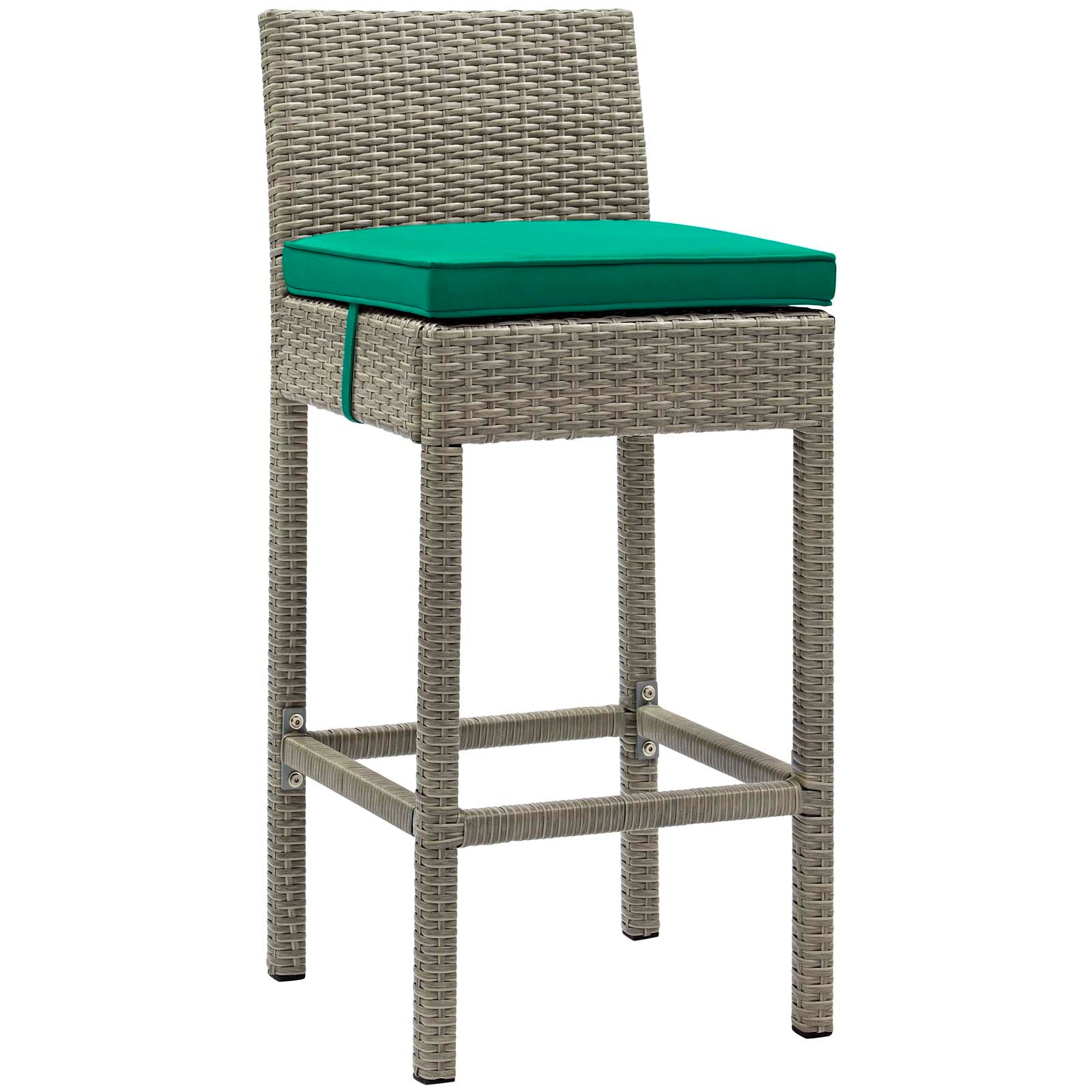 Modway Outdoor Barstools - Conduit Outdoor Patio Wicker Rattan Bar Stool Light Gray Green
