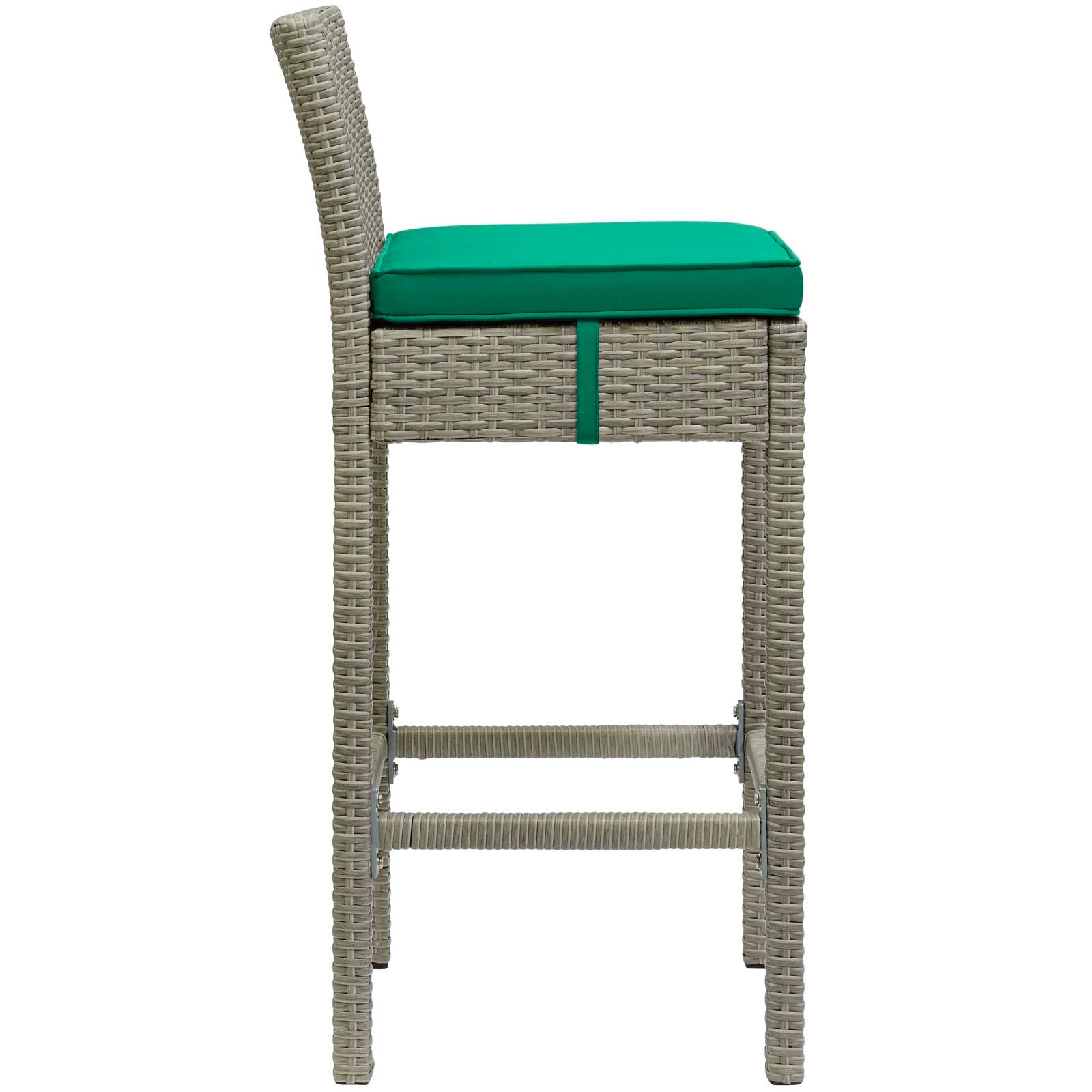 Modway Outdoor Barstools - Conduit Outdoor Patio Wicker Rattan Bar Stool Light Gray Green