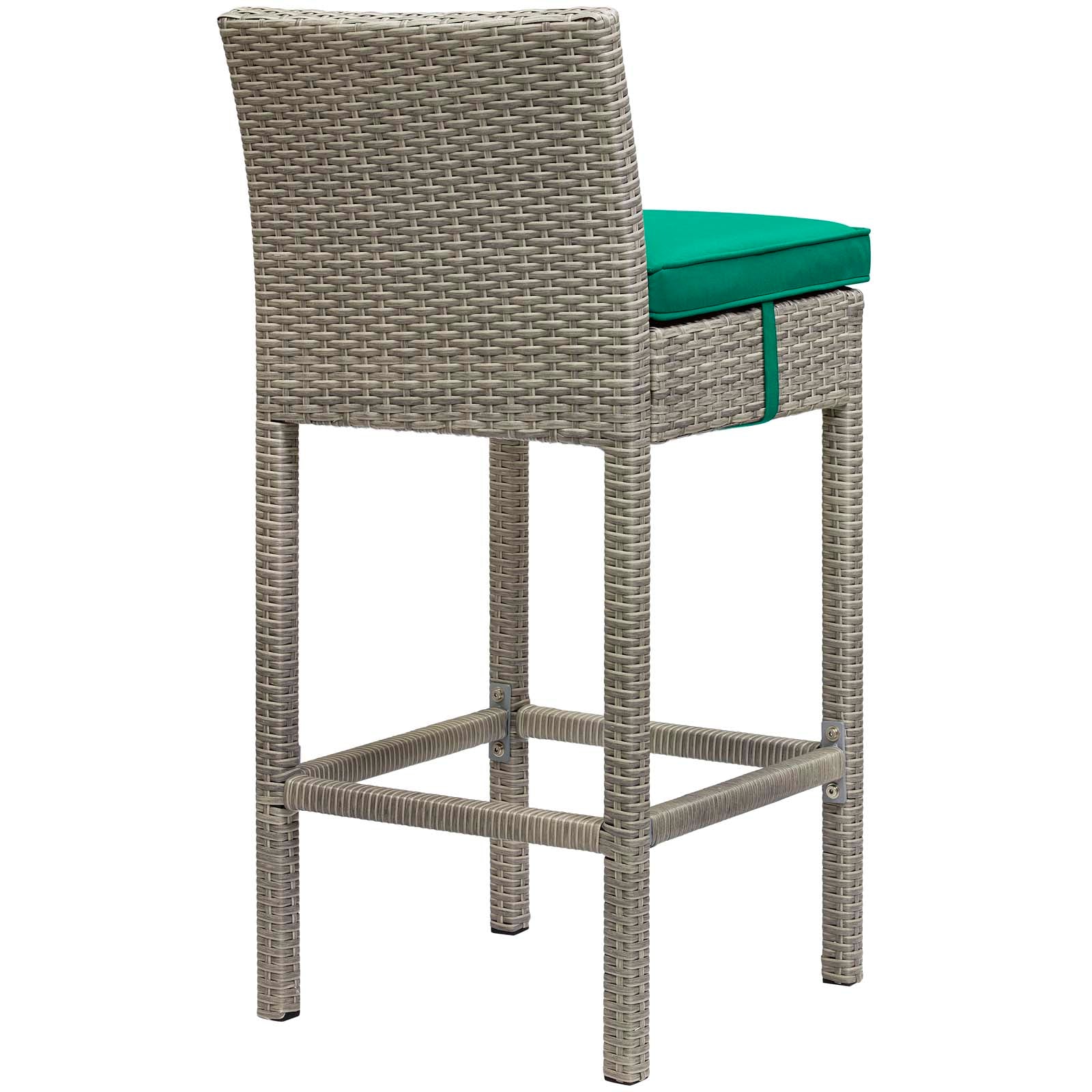 Modway Outdoor Barstools - Conduit Outdoor Patio Wicker Rattan Bar Stool Light Gray Green