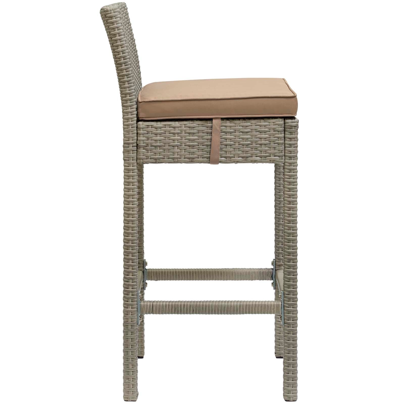 Modway Outdoor Barstools - Conduit Outdoor Patio Wicker Rattan Bar Stool Light Gray Mocha