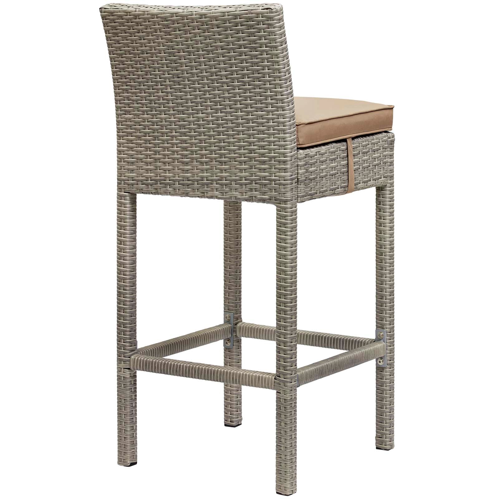 Modway Outdoor Barstools - Conduit Outdoor Patio Wicker Rattan Bar Stool Light Gray Mocha