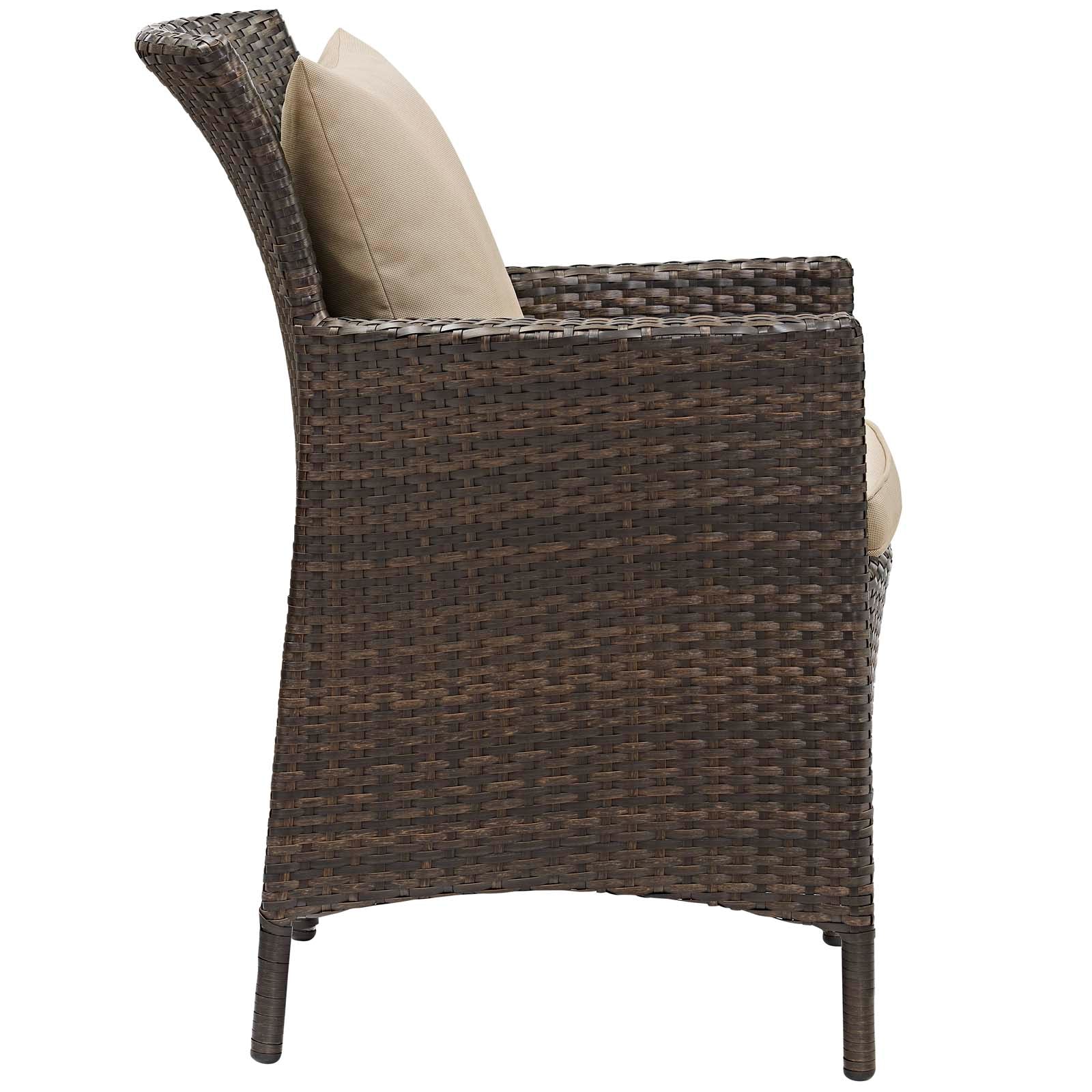 Modway Outdoor Chairs - Conduit Outdoor Patio Wicker Rattan Dining Armchair Brown Beige