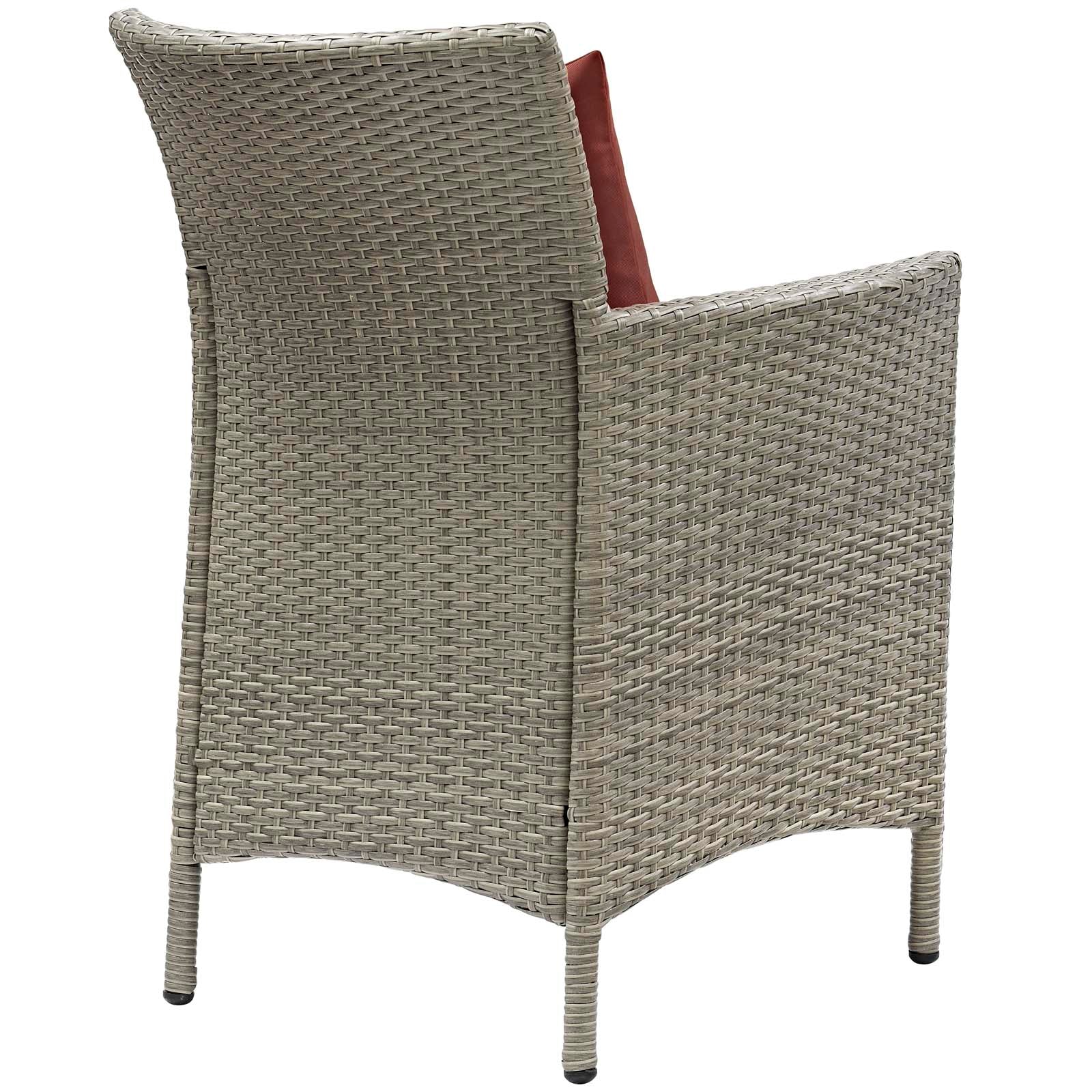 Modway Outdoor Dining Chairs - Conduit Outdoor Patio Wicker Rattan Dining Armchair Light Gray Currant