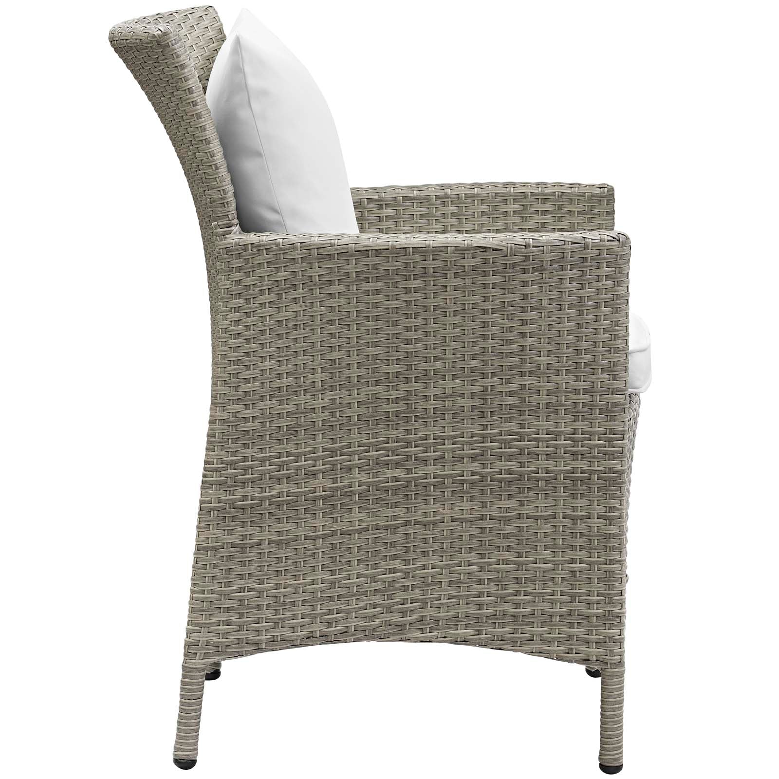 Modway Outdoor Dining Chairs - Conduit Outdoor Patio Wicker Rattan Dining Armchair Light Gray White