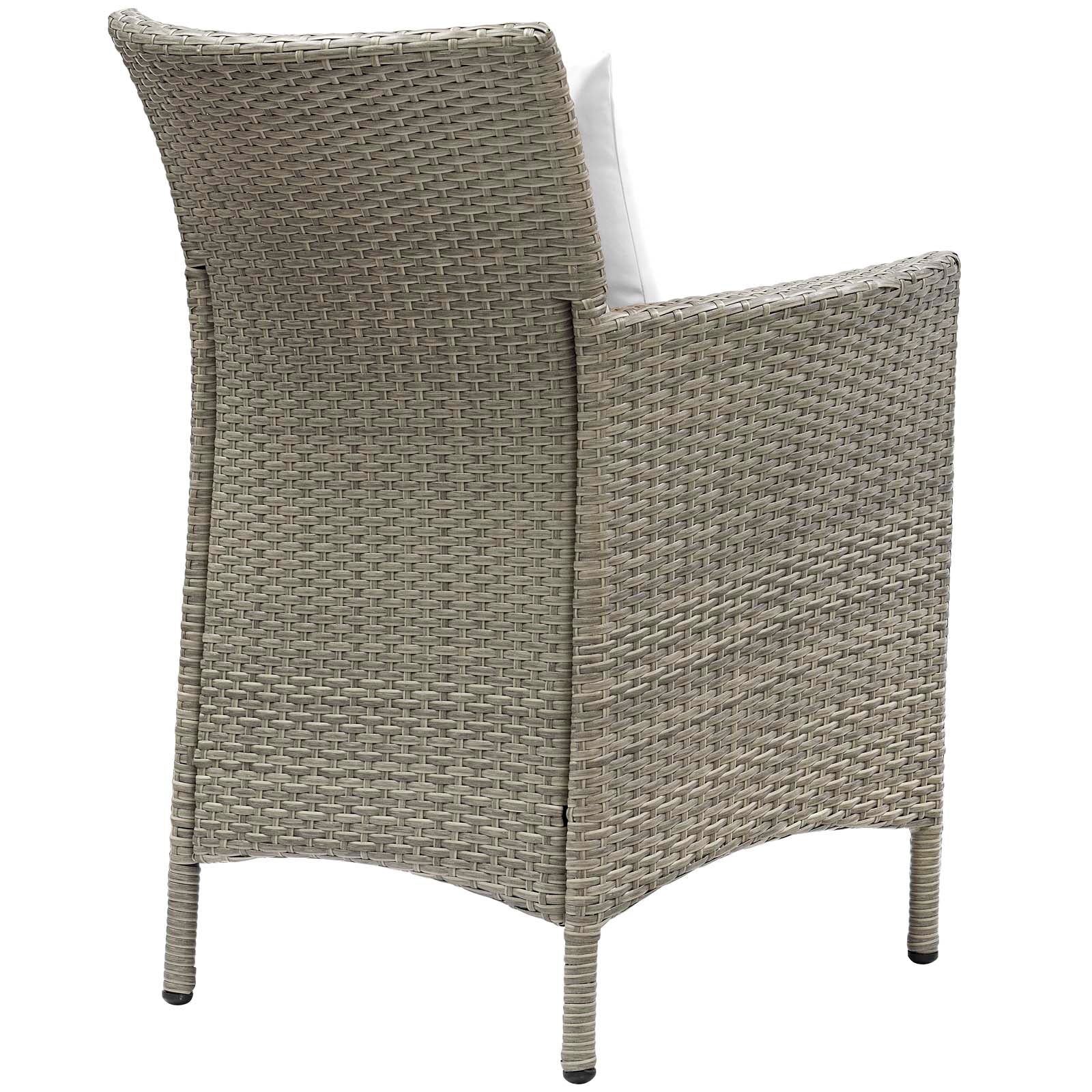 Modway Outdoor Dining Chairs - Conduit Outdoor Patio Wicker Rattan Dining Armchair Light Gray White