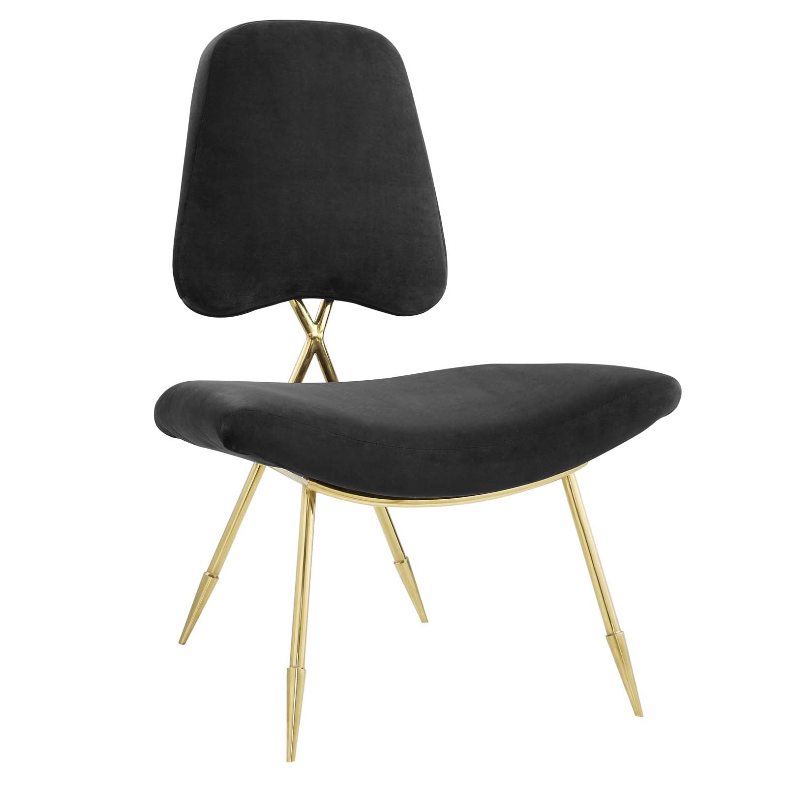 Modway Accent Chairs - Ponder Performance Velvet Lounge Chair Black