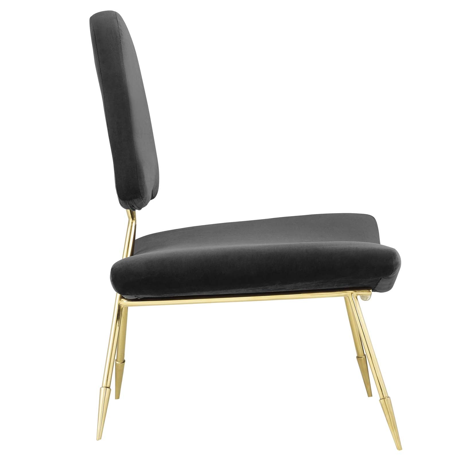 Modway Accent Chairs - Ponder Performance Velvet Lounge Chair Black