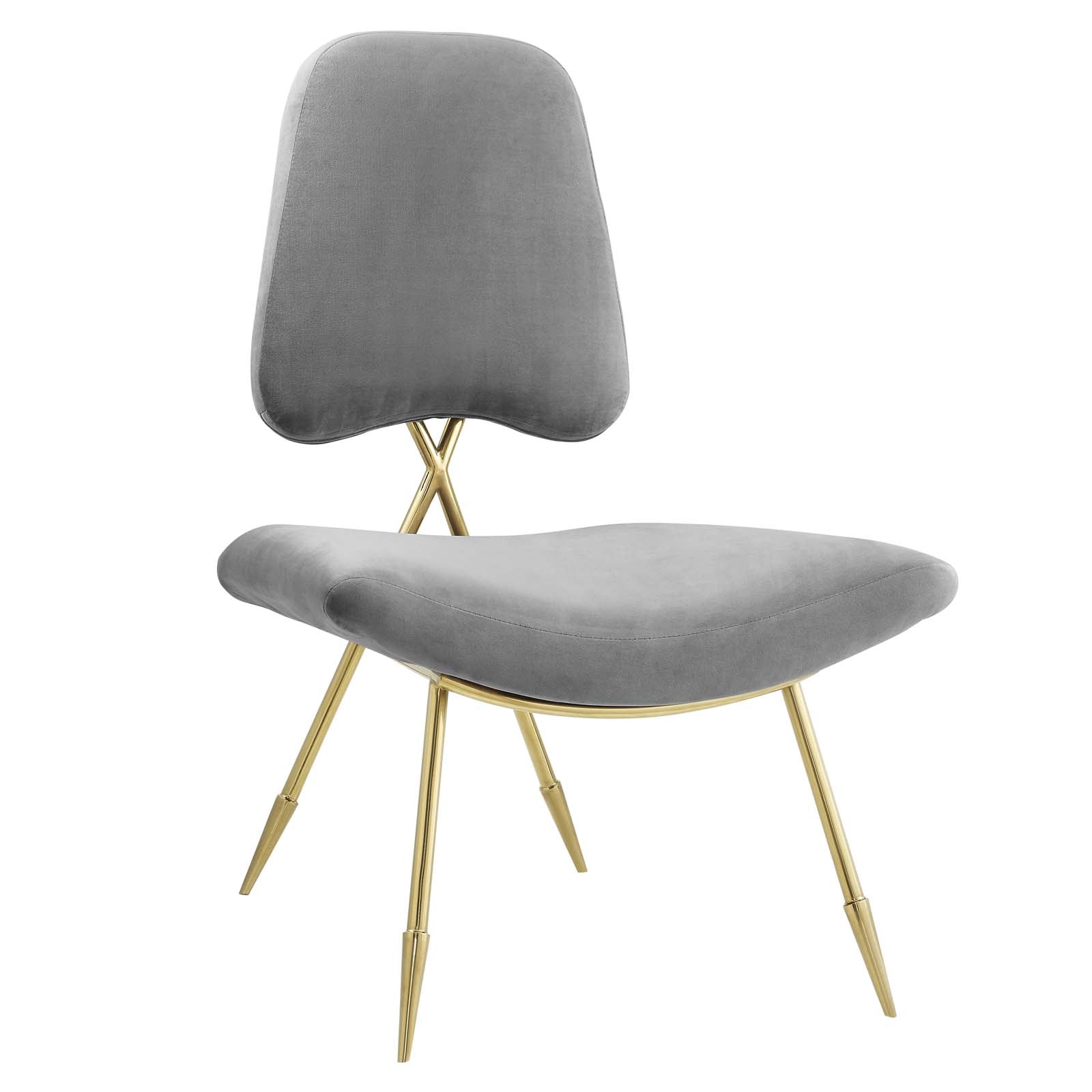 Modway Accent Chairs - Ponder Performance Velvet Lounge Chair Gray