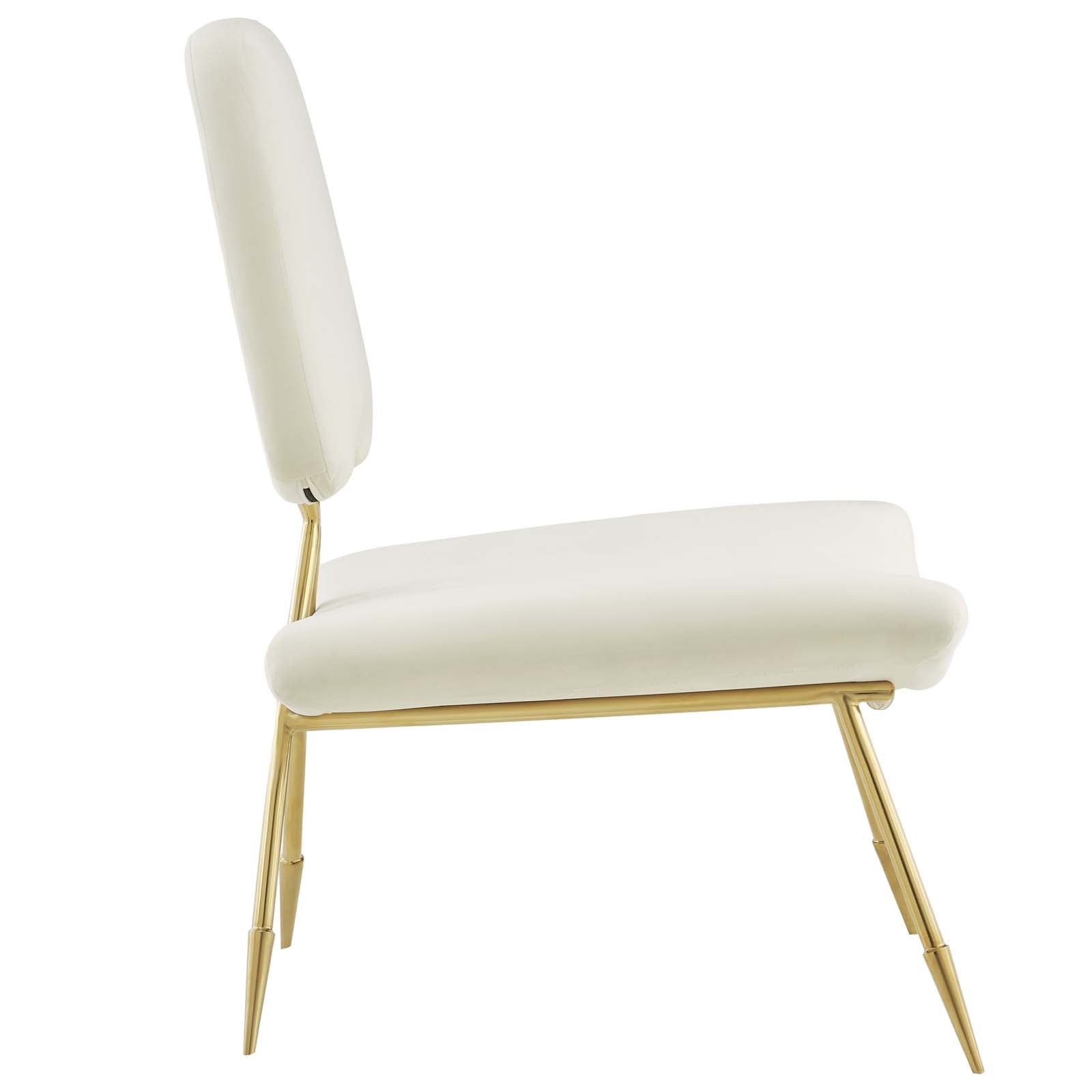 Modway Accent Chairs - Ponder Performance Velvet Lounge Chair Ivory
