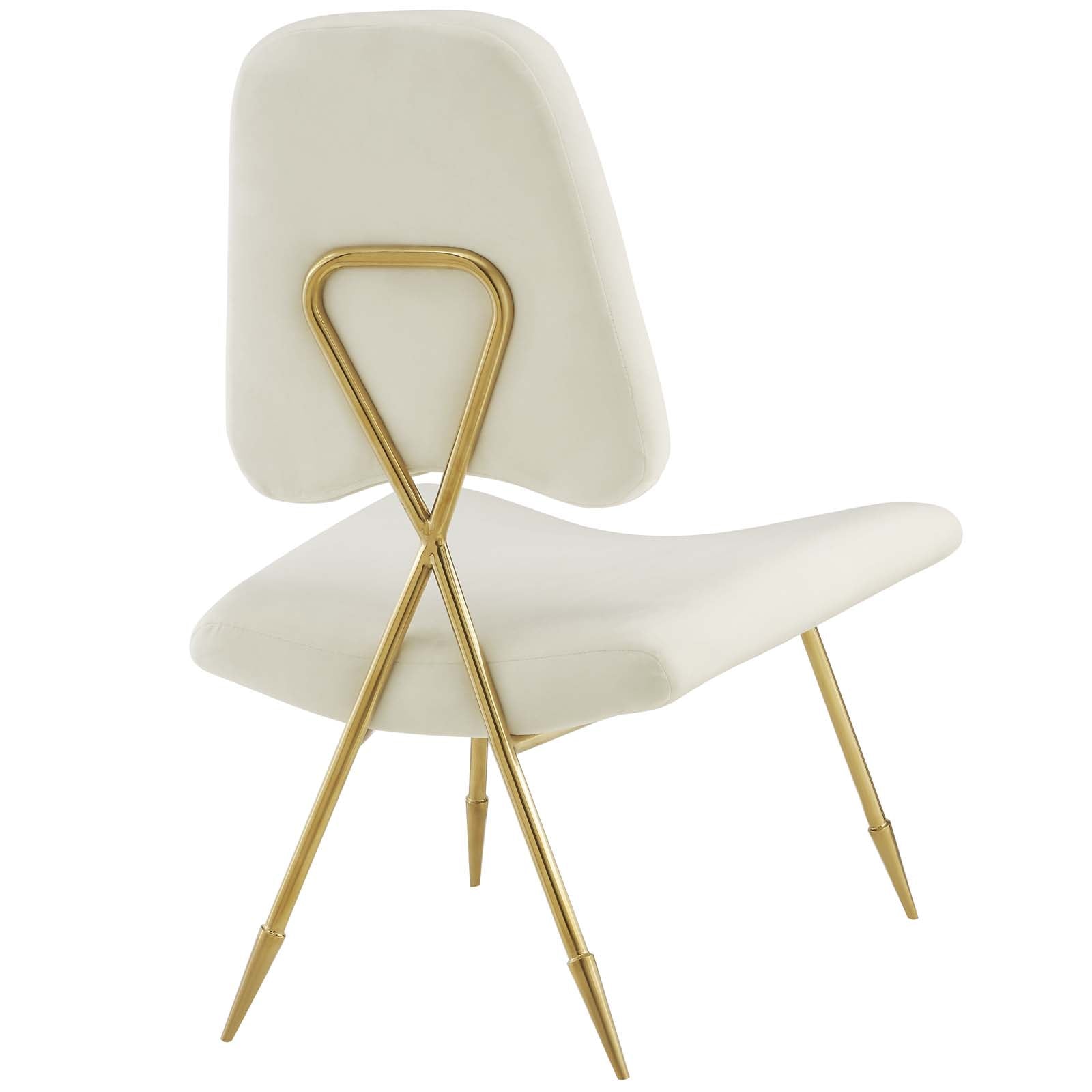 Modway Accent Chairs - Ponder Performance Velvet Lounge Chair Ivory