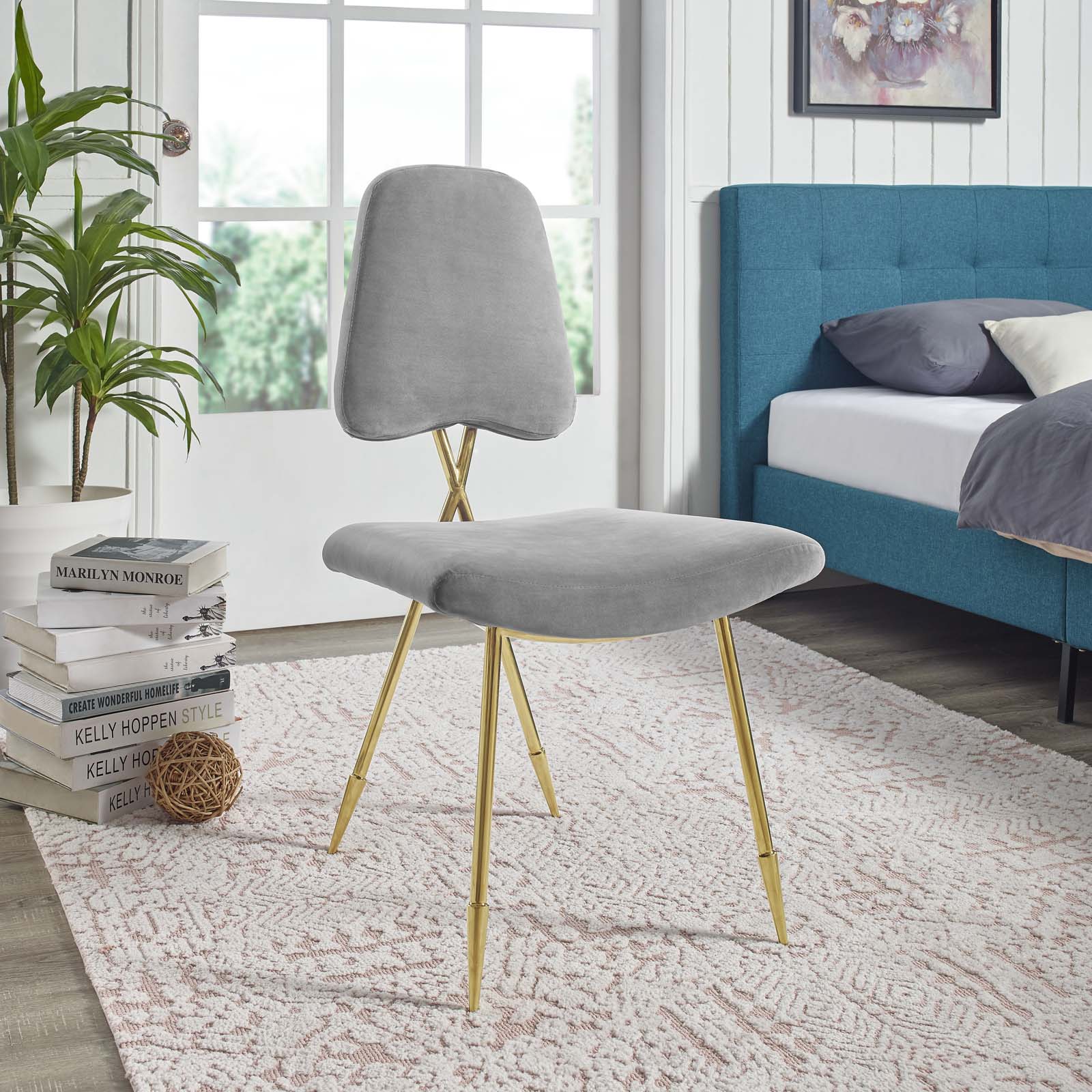 Modway Dining Chairs - Ponder Performance Velvet Dining Side Chair Gray