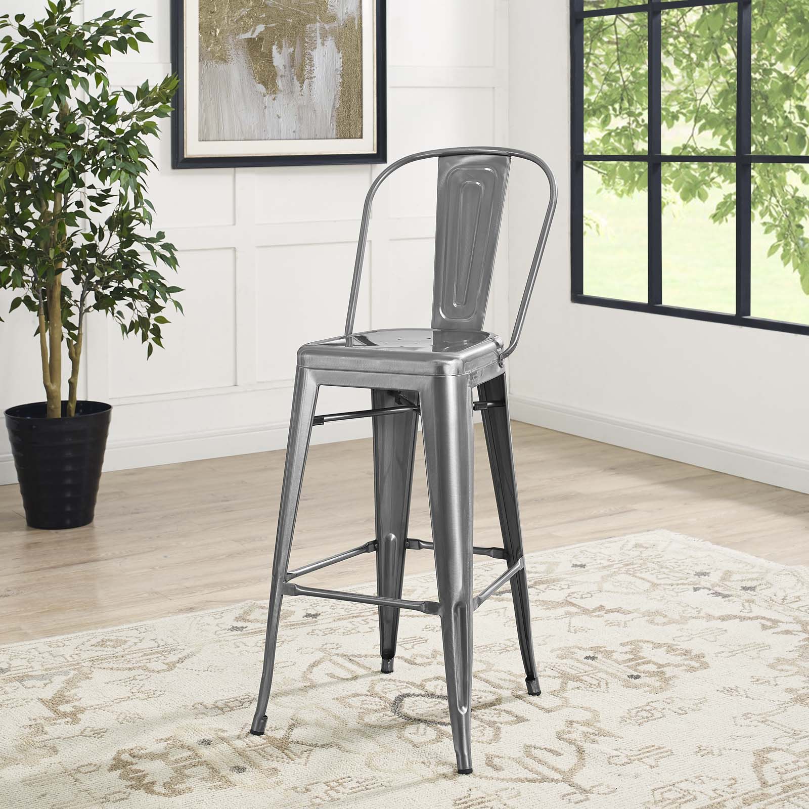 Modway Barstools - Promenade 19" Barstool Gunmetal