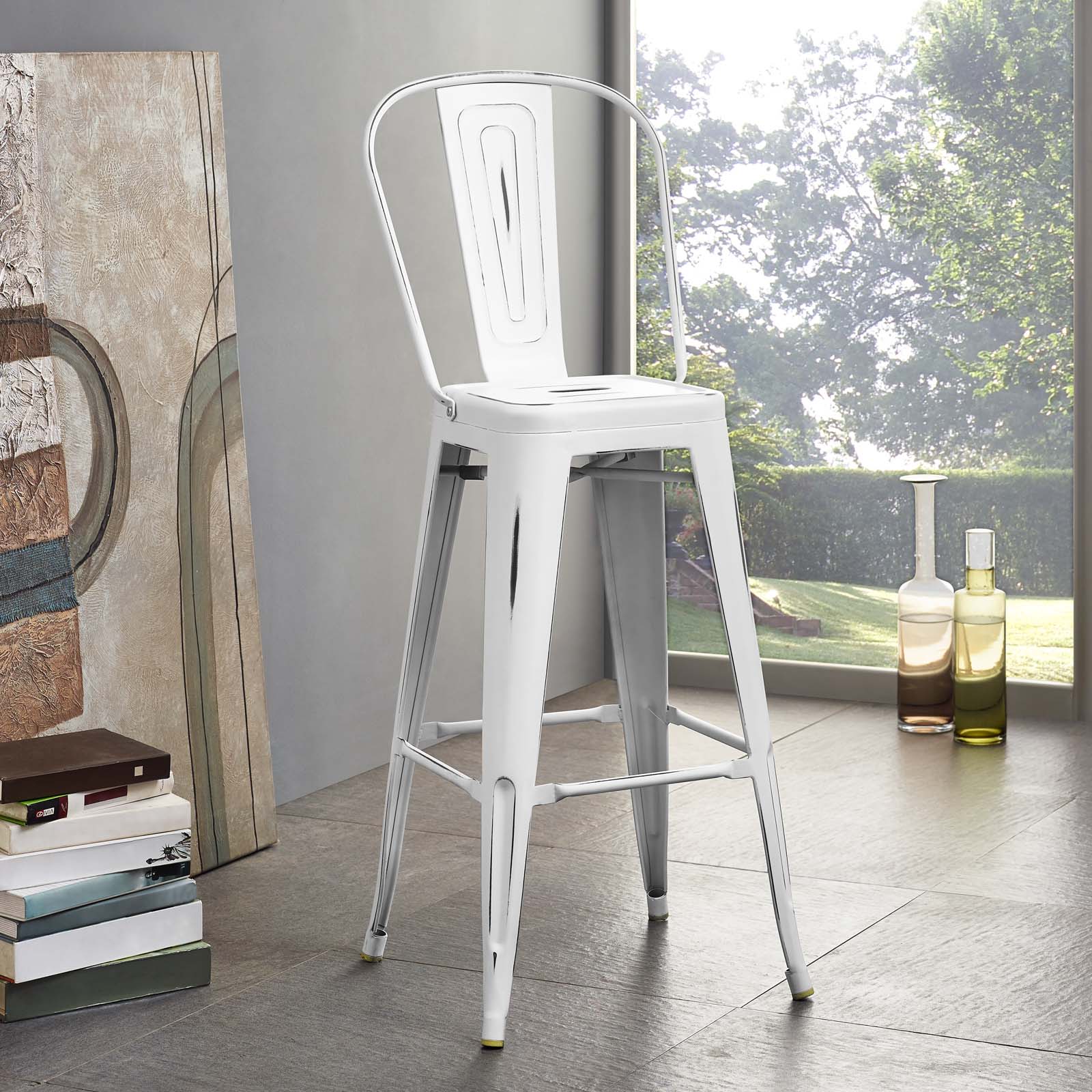 Promenade Metal Bar Side Stool White