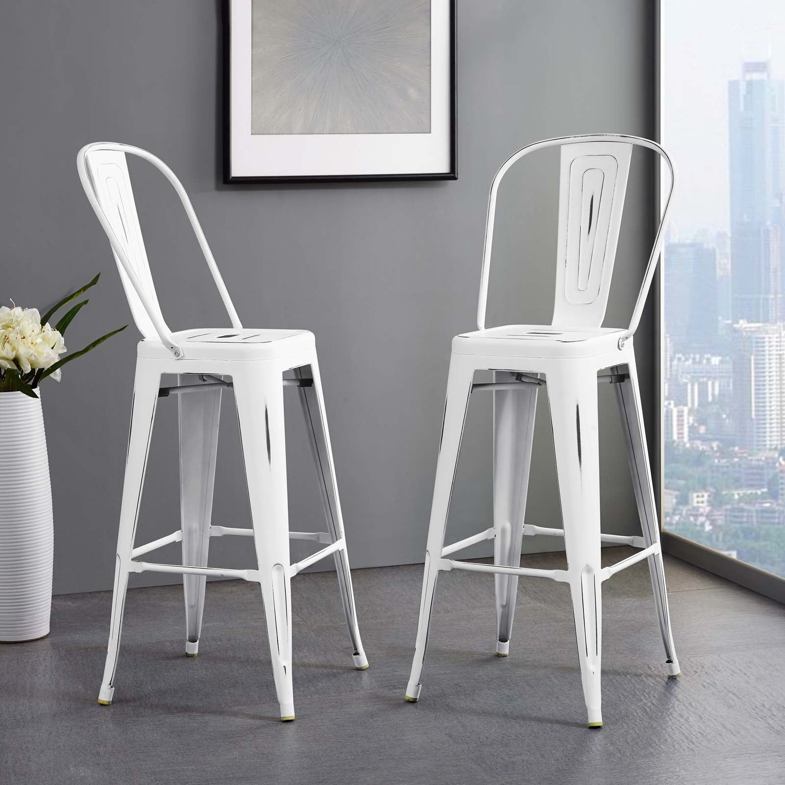 Promenade Metal Bar Side Stool White