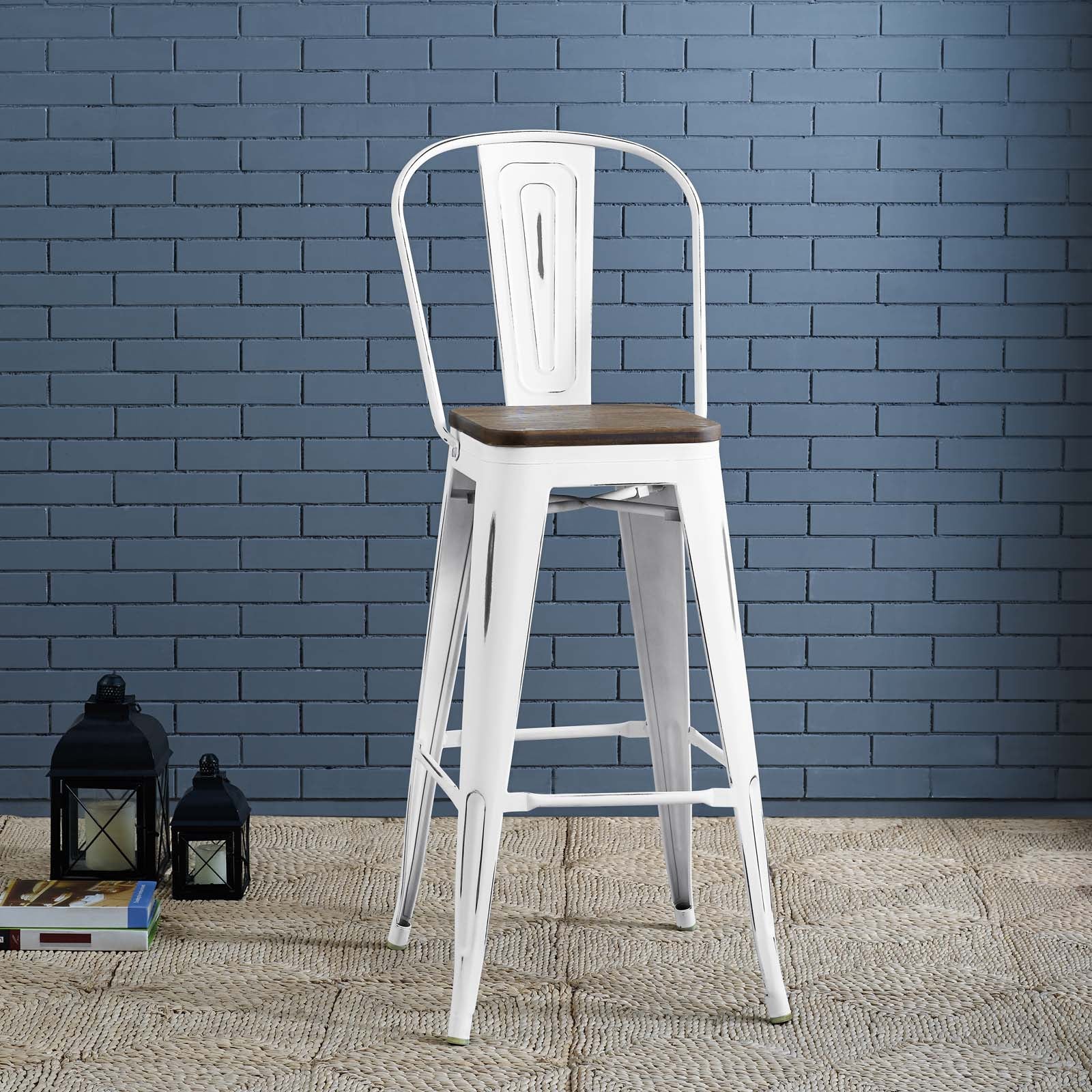 Modway Barstools - Promenade Metal Bar Stool White