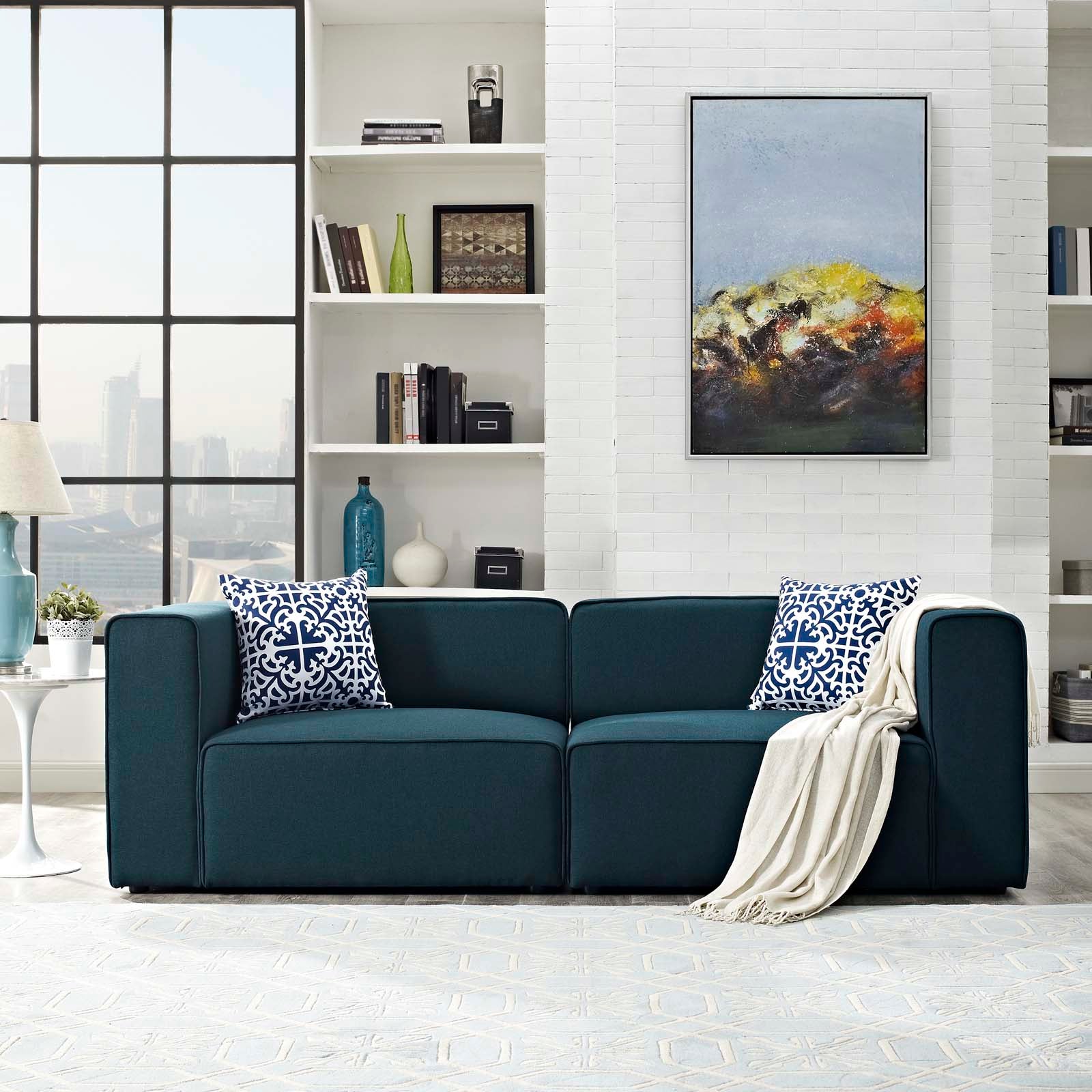 Modway Sectional Sofas - Mingle 2 Piece Upholstered Fabric Sectional Sofa Set