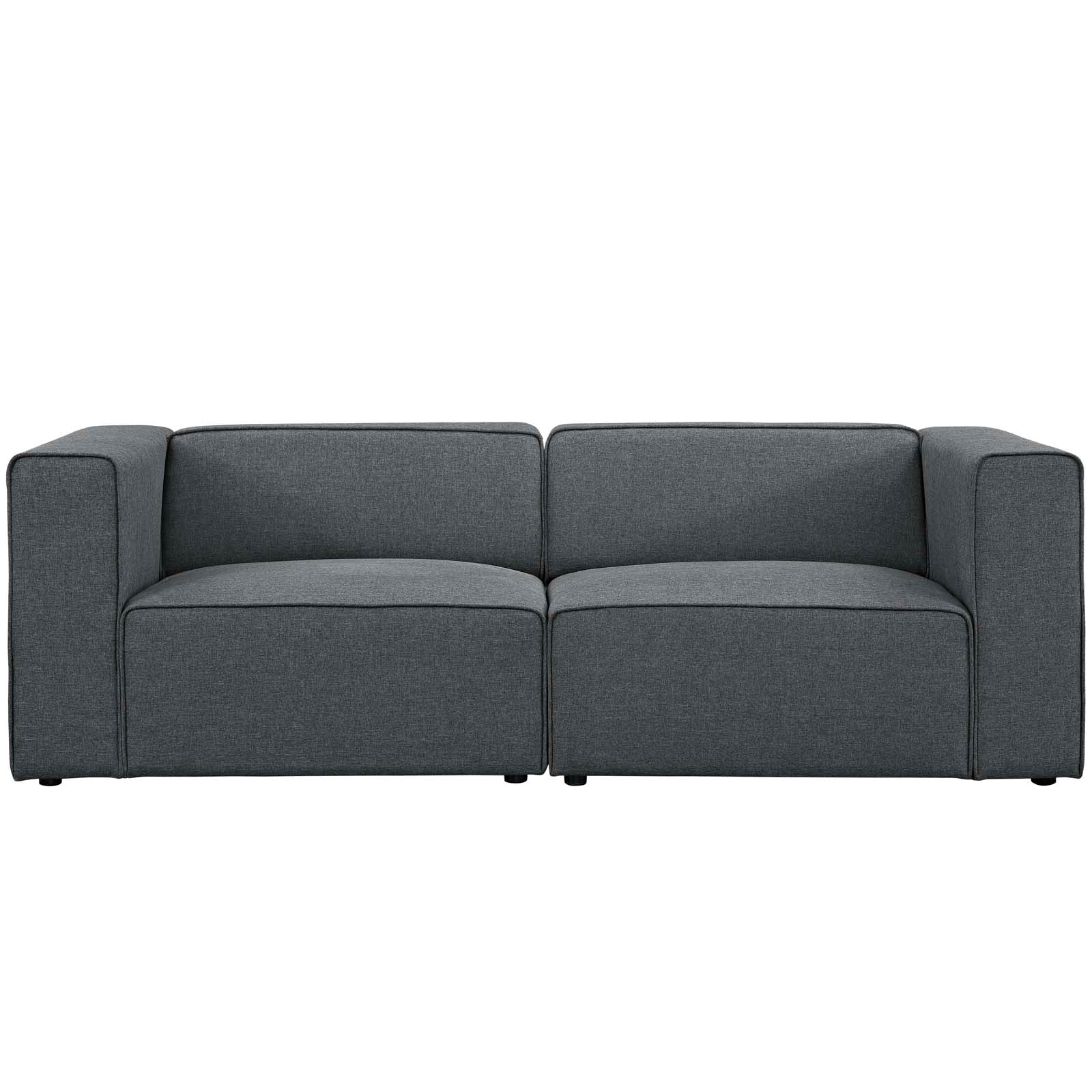 Modway Living Room Sets - Mingle 2 Piece Upholstered Fabric Sectional Sofa Set Gray