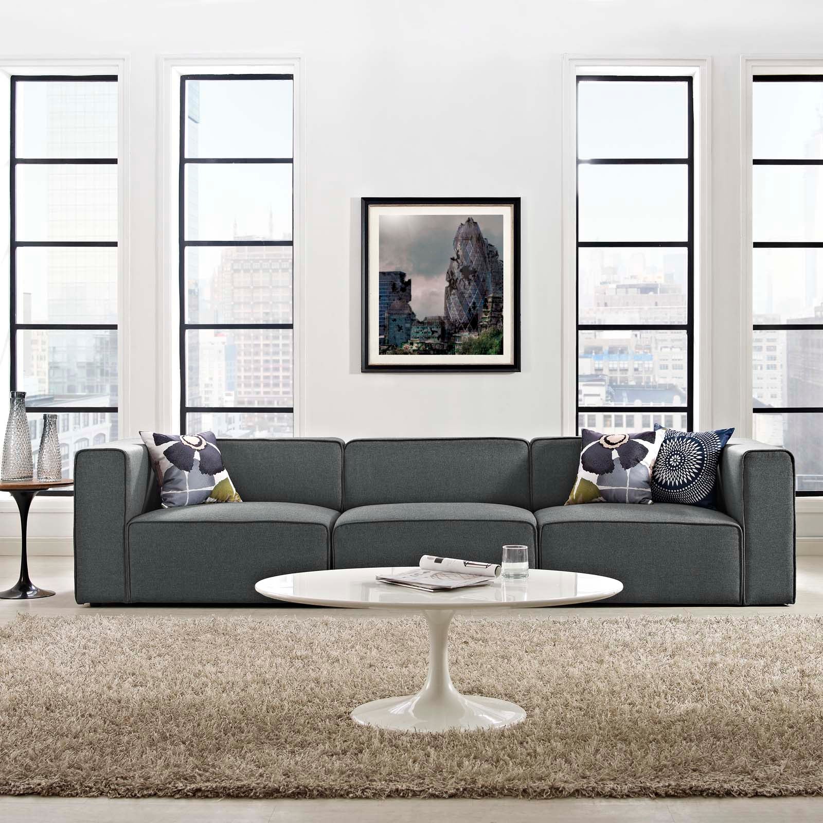 Modway Sofas & Couches - Mingle Upholstered Sectional Sofa Set Gray