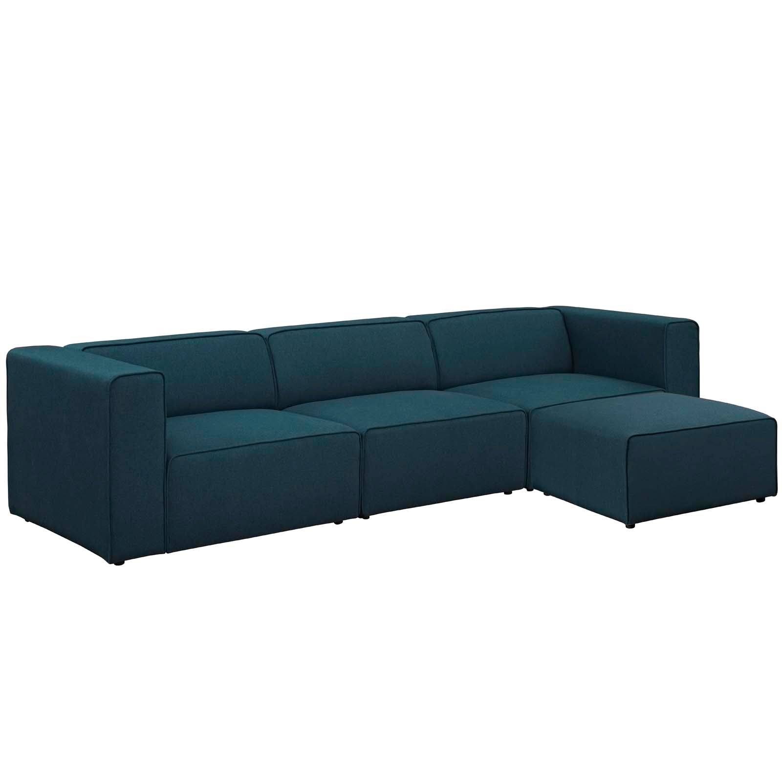 Modway Sectional Sofas - Mingle Upholstered Reversible Sectional Sofa Blue
