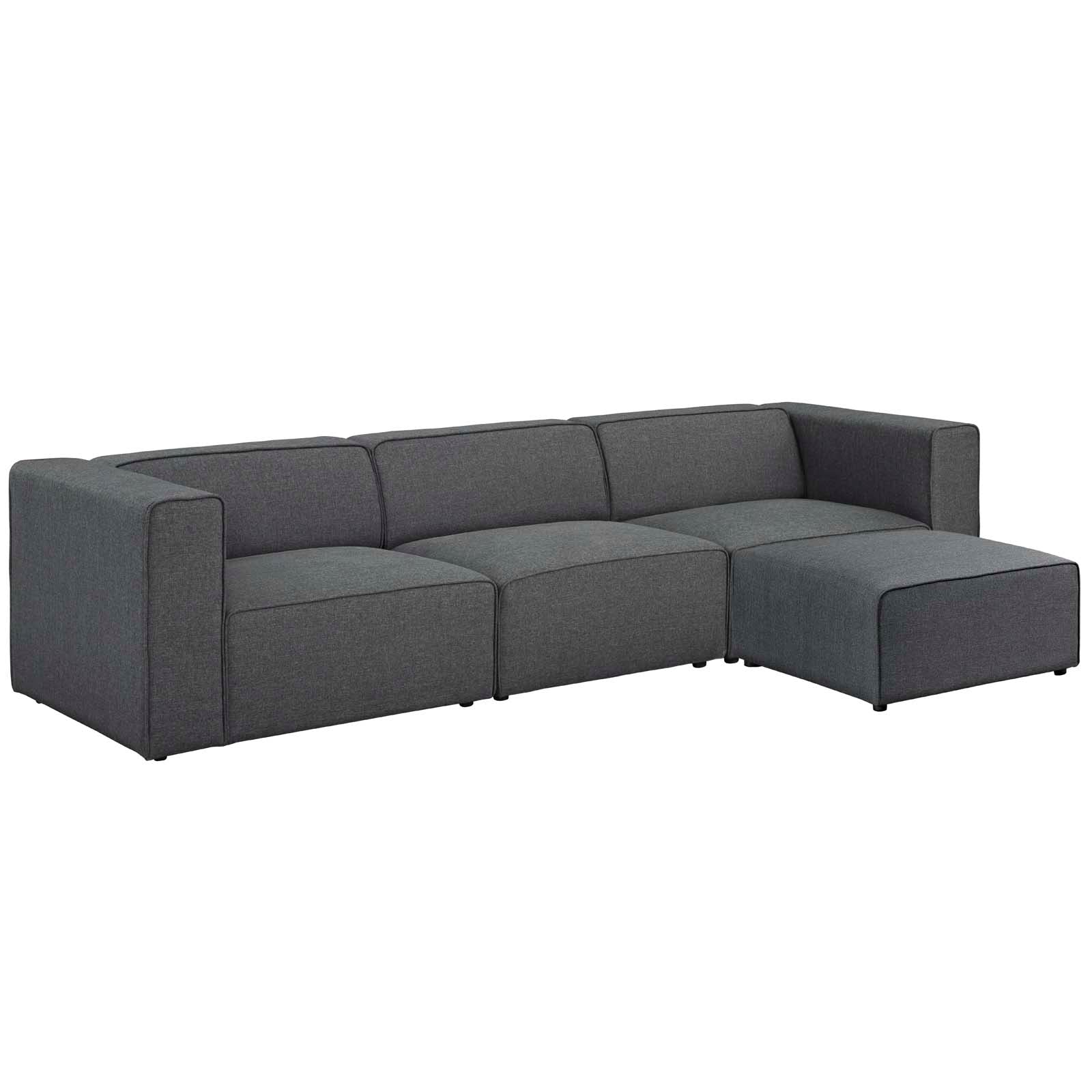 Modway Sectional Sofas - Mingle Upholstered Reversible Sectional Sofa Gray