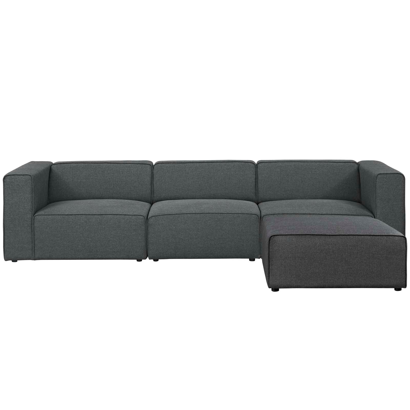 Modway Sectional Sofas - Mingle Upholstered Reversible Sectional Sofa Gray