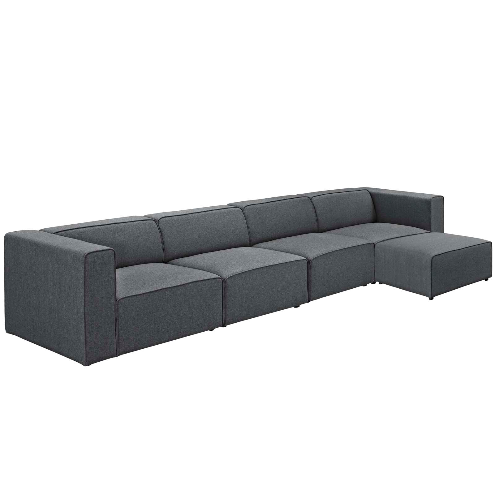 Modway Sectional Sofas - Mingle 5 Piece Upholstered Fabric Sectional Sofa Set Gray