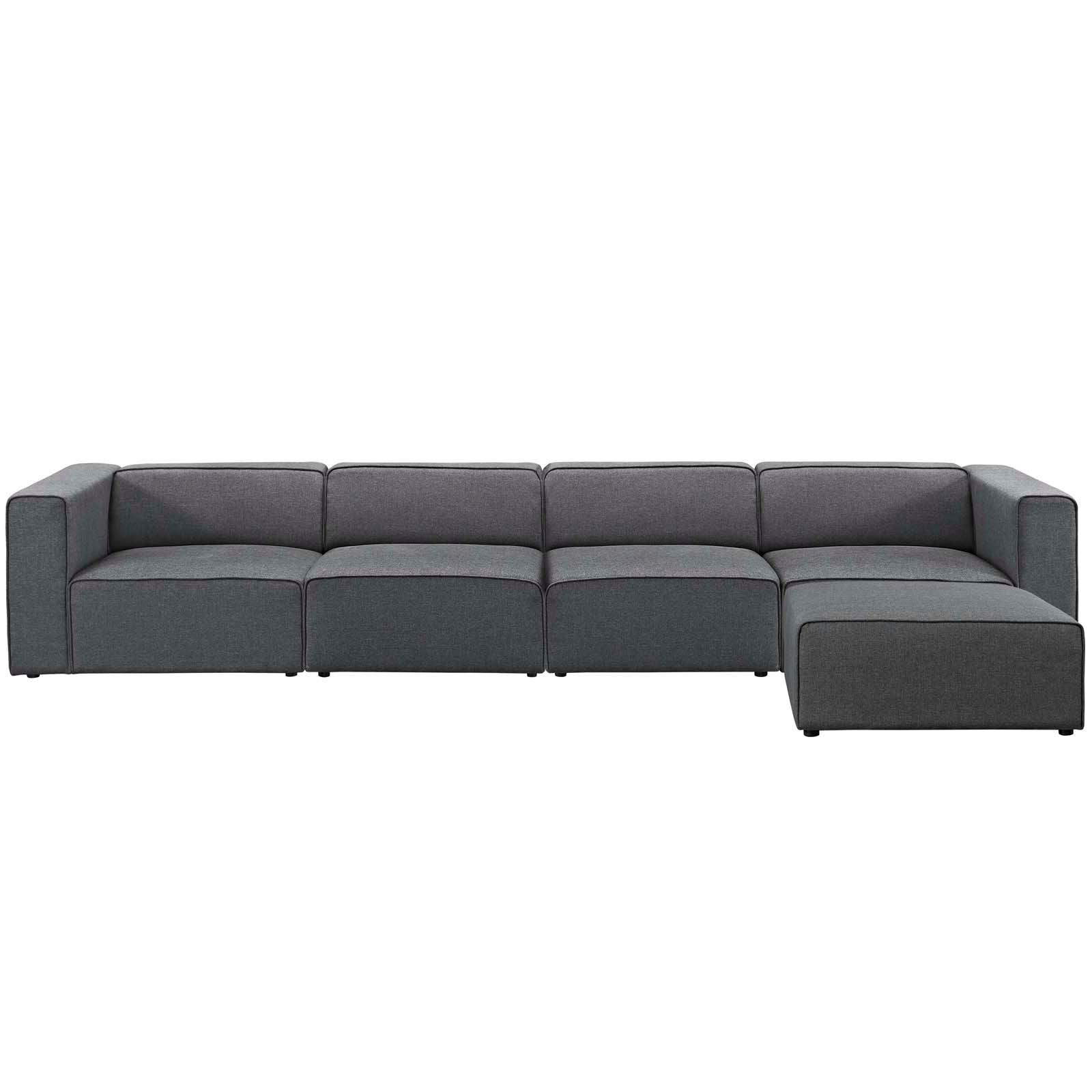 Modway Sectional Sofas - Mingle 5 Piece Upholstered Fabric Sectional Sofa Set Gray