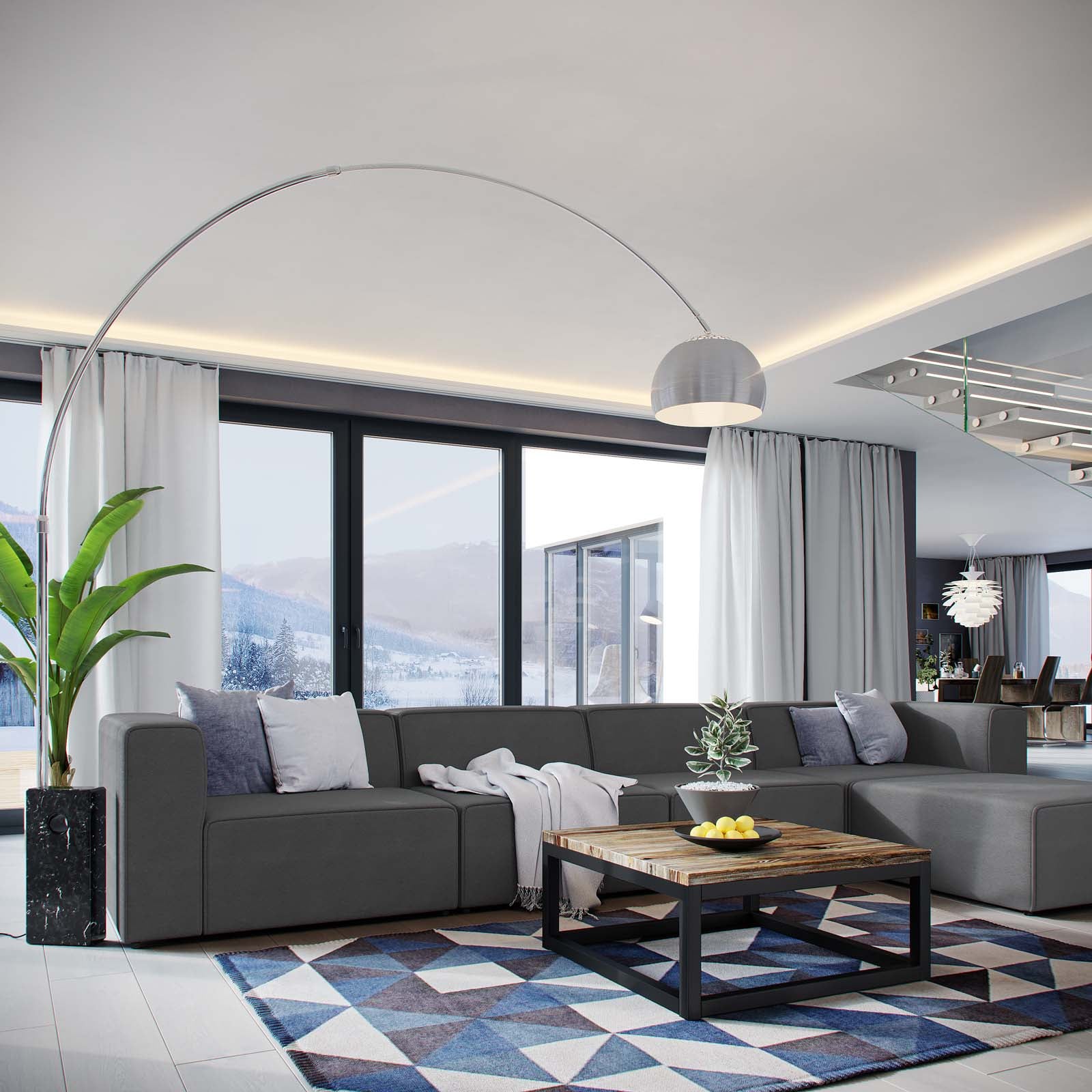 Modway Sectional Sofas - Mingle 5 Piece Upholstered Fabric Sectional Sofa Set Gray