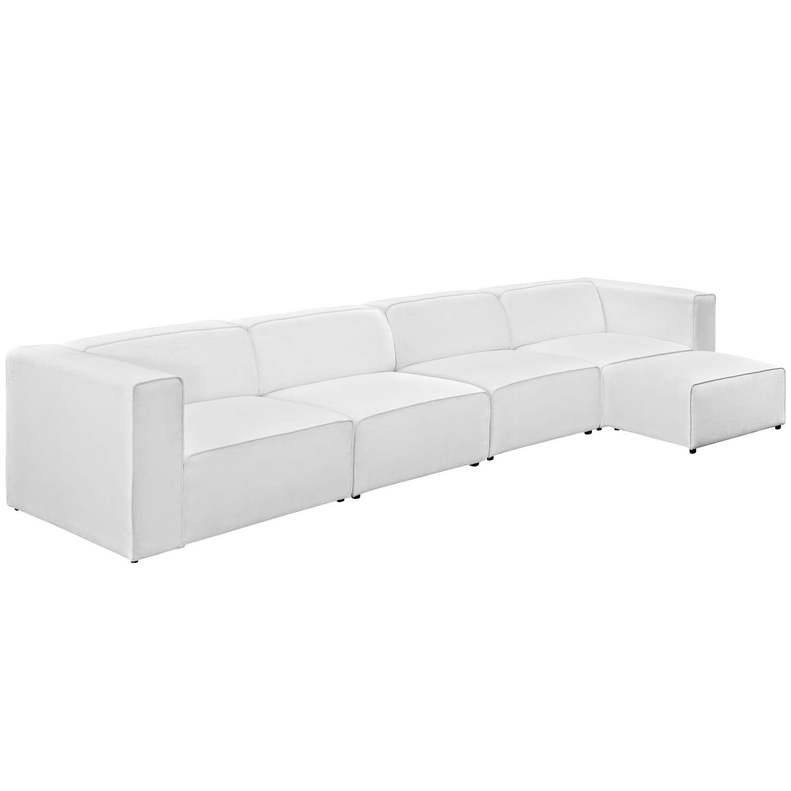 Modway Sectional Sofas - Mingle 5 Piece Upholstered Fabric Sectional Sofa Set White