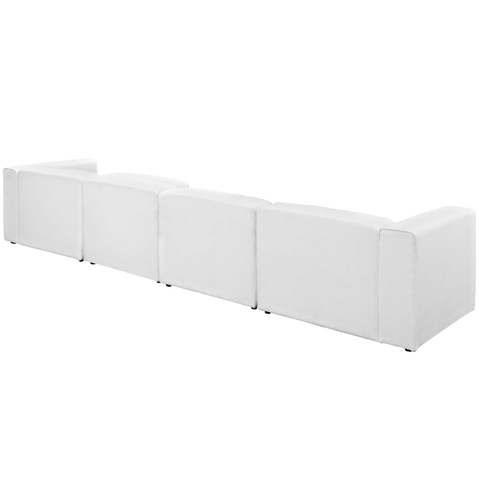 Modway Sectional Sofas - Mingle 5 Piece Upholstered Fabric Sectional Sofa Set White