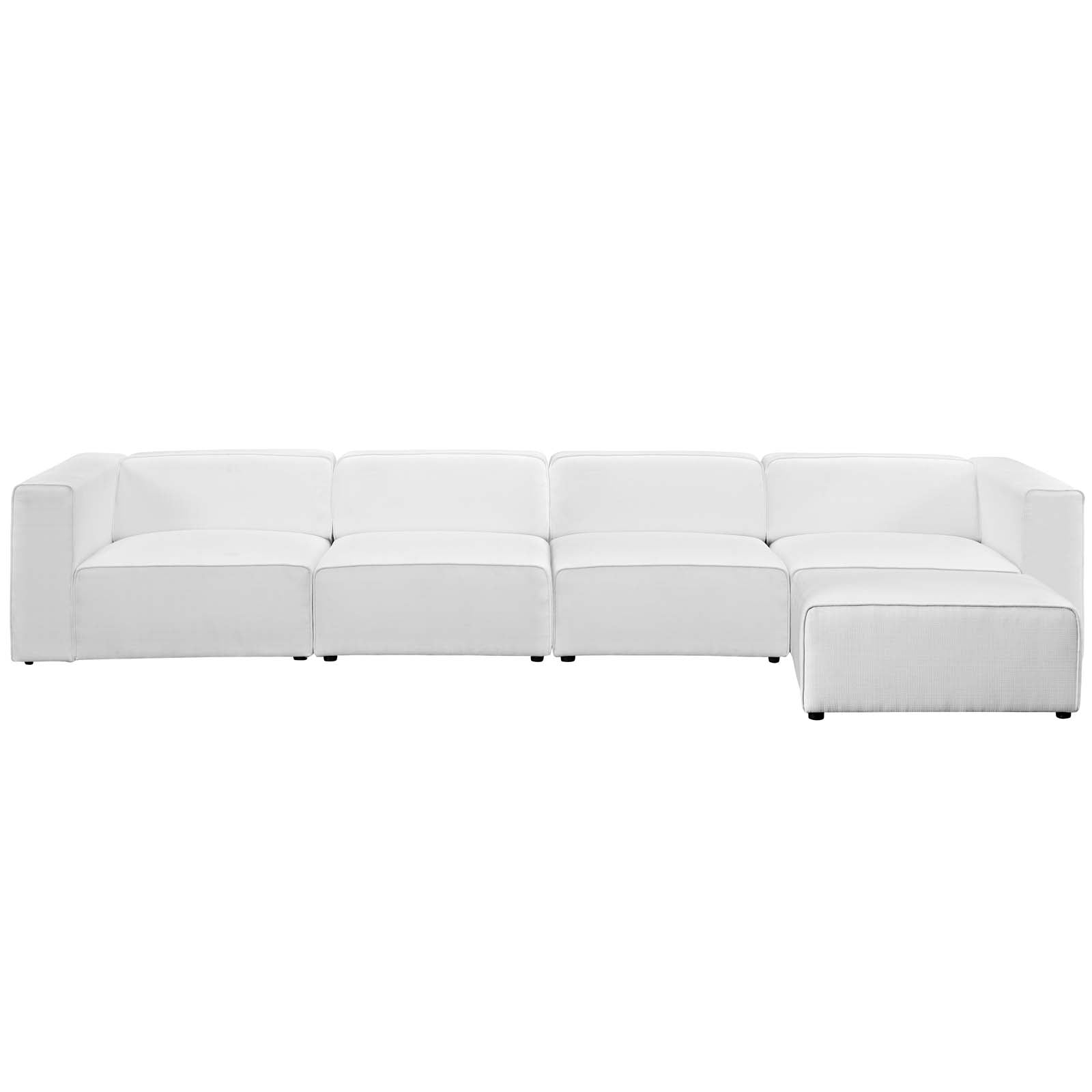 Modway Sectional Sofas - Mingle 5 Piece Upholstered Fabric Sectional Sofa Set White