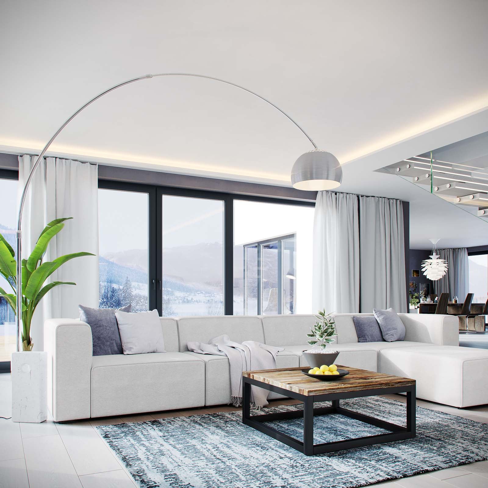 Modway Sectional Sofas - Mingle 5 Piece Upholstered Fabric Sectional Sofa Set White